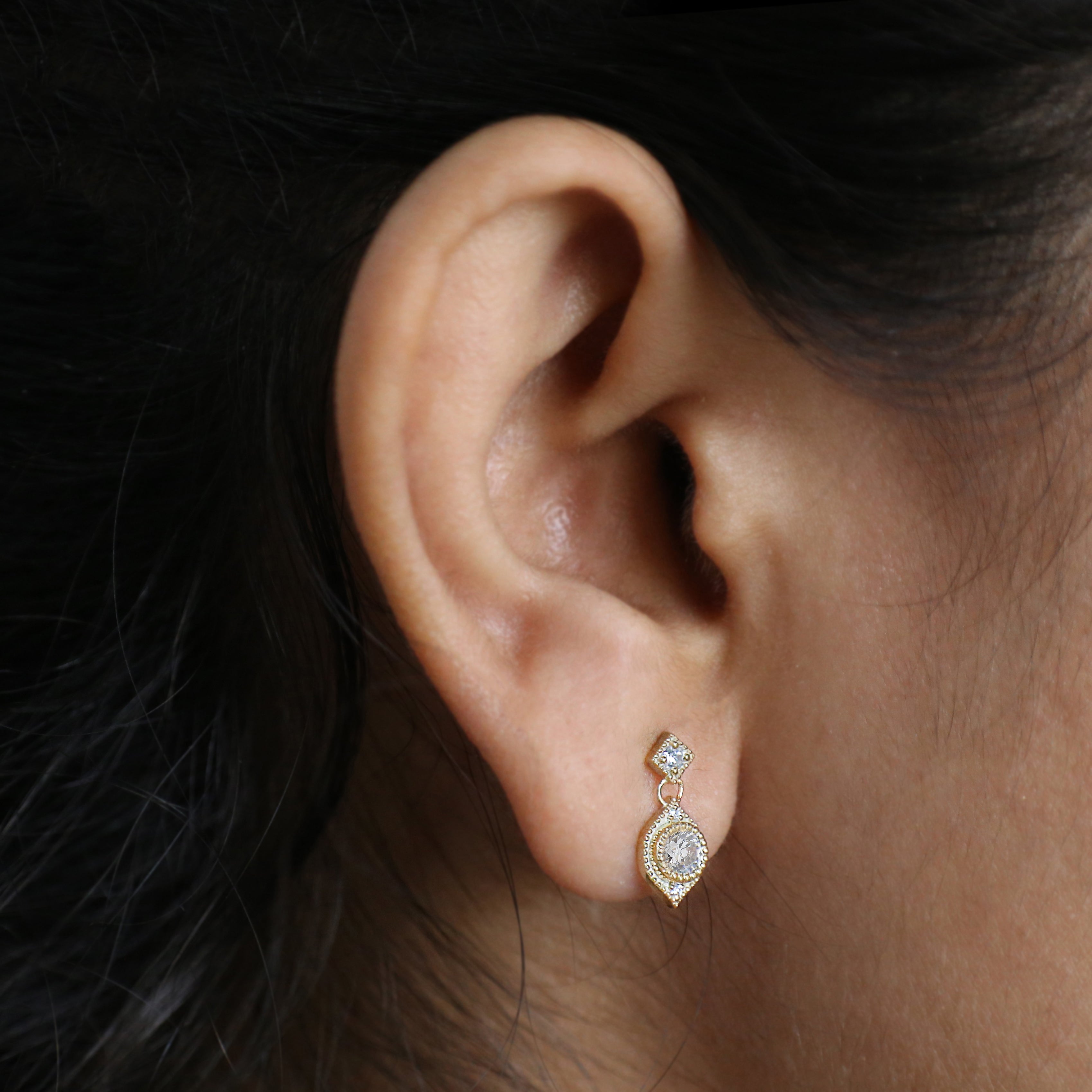 0.82 TW Natural White Round Diamond Earring Round Brilliant Cut Earring Bezel Earring Engagement Earring Earlobe Earring Gift For Her KD994