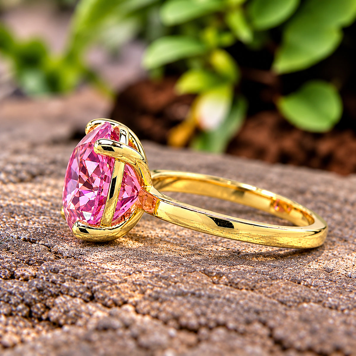 Round Pink Tourmaline engagement ring 11mm 9mm 8mm 6mm 4mm stone ring Simulant Solitaire ring Diamond ring Silver ring Gift for her FD338