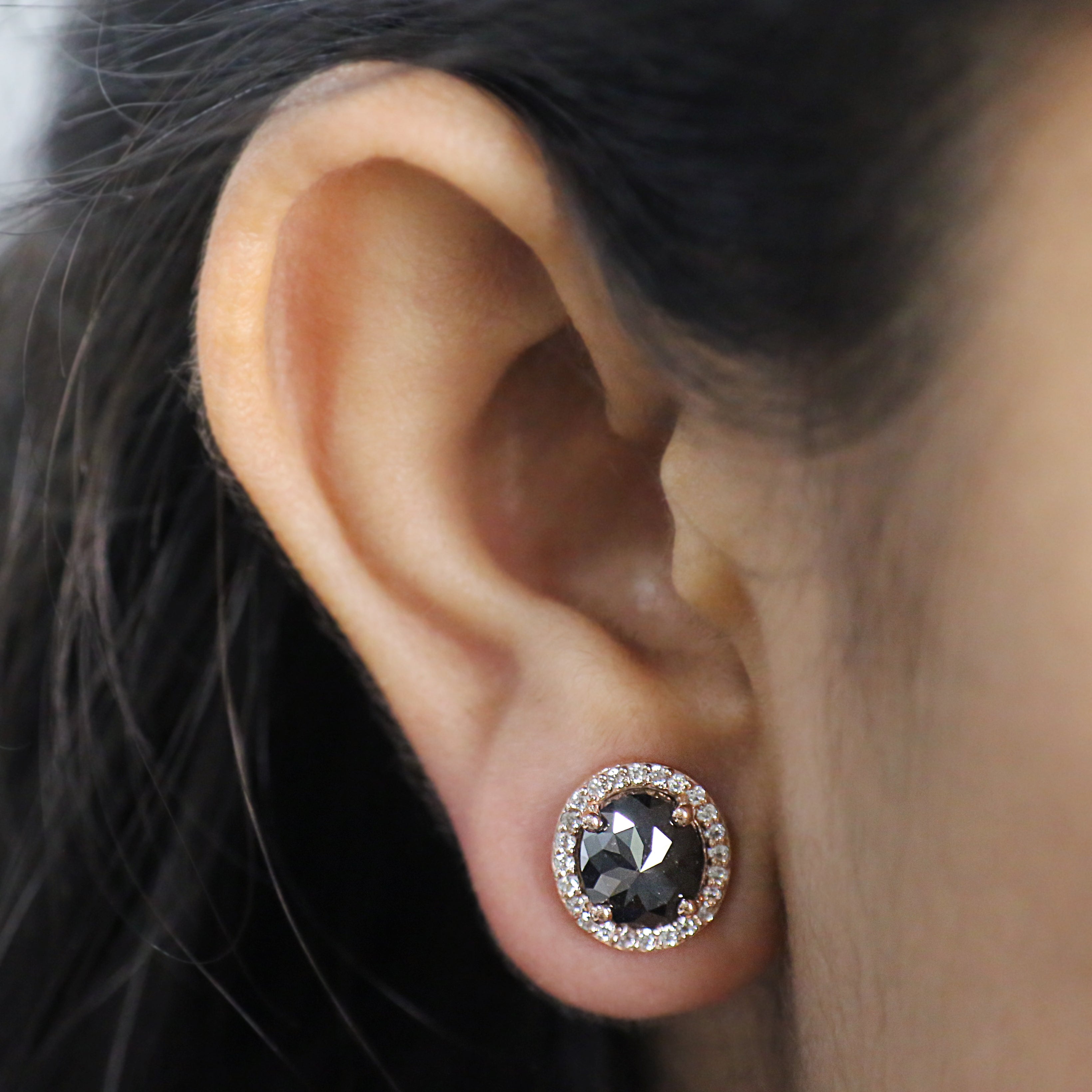 4.45 CT Oval Shape Salt And Pepper Diamond Earring Oval Cut Earring Halo Set Earring Engagement Earring Earlobe Earrings Gift For Her KD861