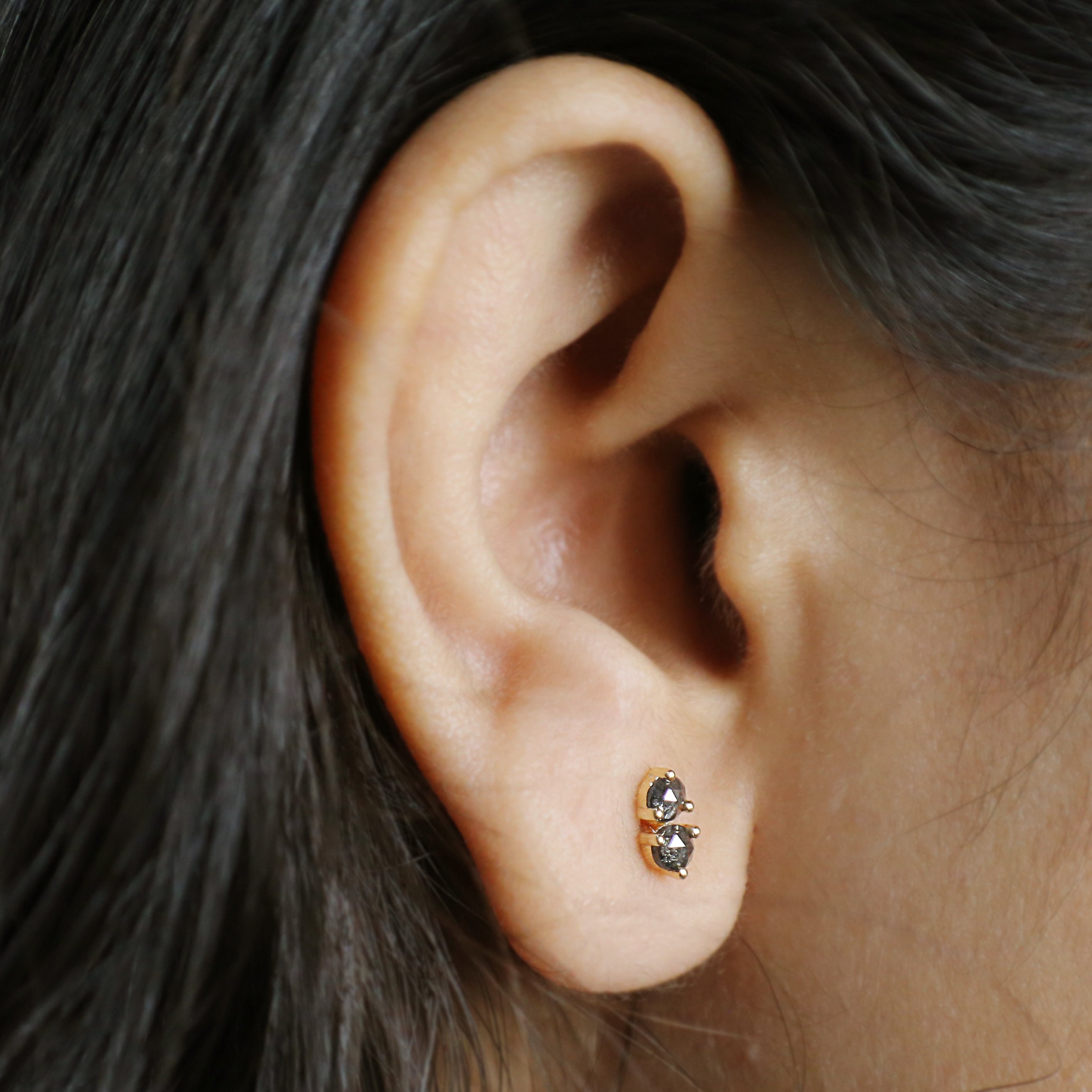 Round Salt And Pepper Diamond Earring Round Rose Shape Earring Prong Earring Engagement Earring Earlobe Earrings Gift For Her KD1187