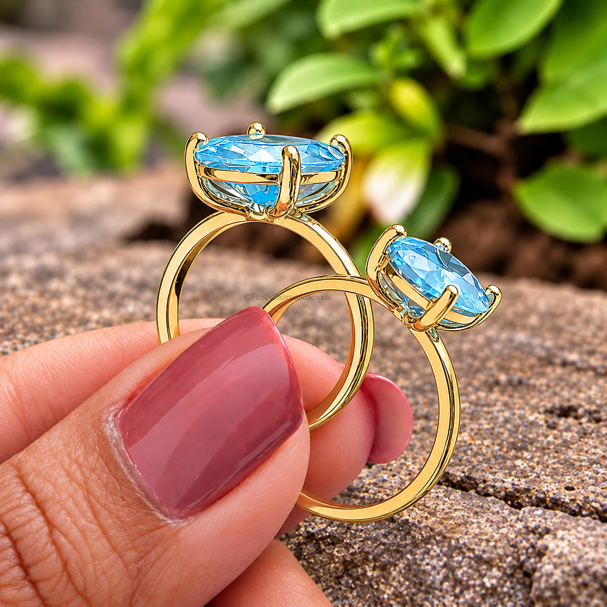 Oval Blue Aquamarine stone engagement ring 12mm 10mm 9mm 8mm 7mm  ring silver simulant Ring Solitaire ring Diamond ring Gift for her FD346