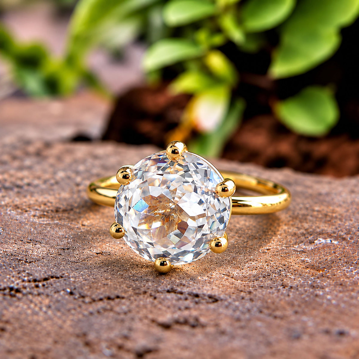 Round Portuguese Cut Diamond engagement ring 7 mm to 11 mm stone ring Simulant Diamond Solitaire Silver Promise ring Gift for her FD523