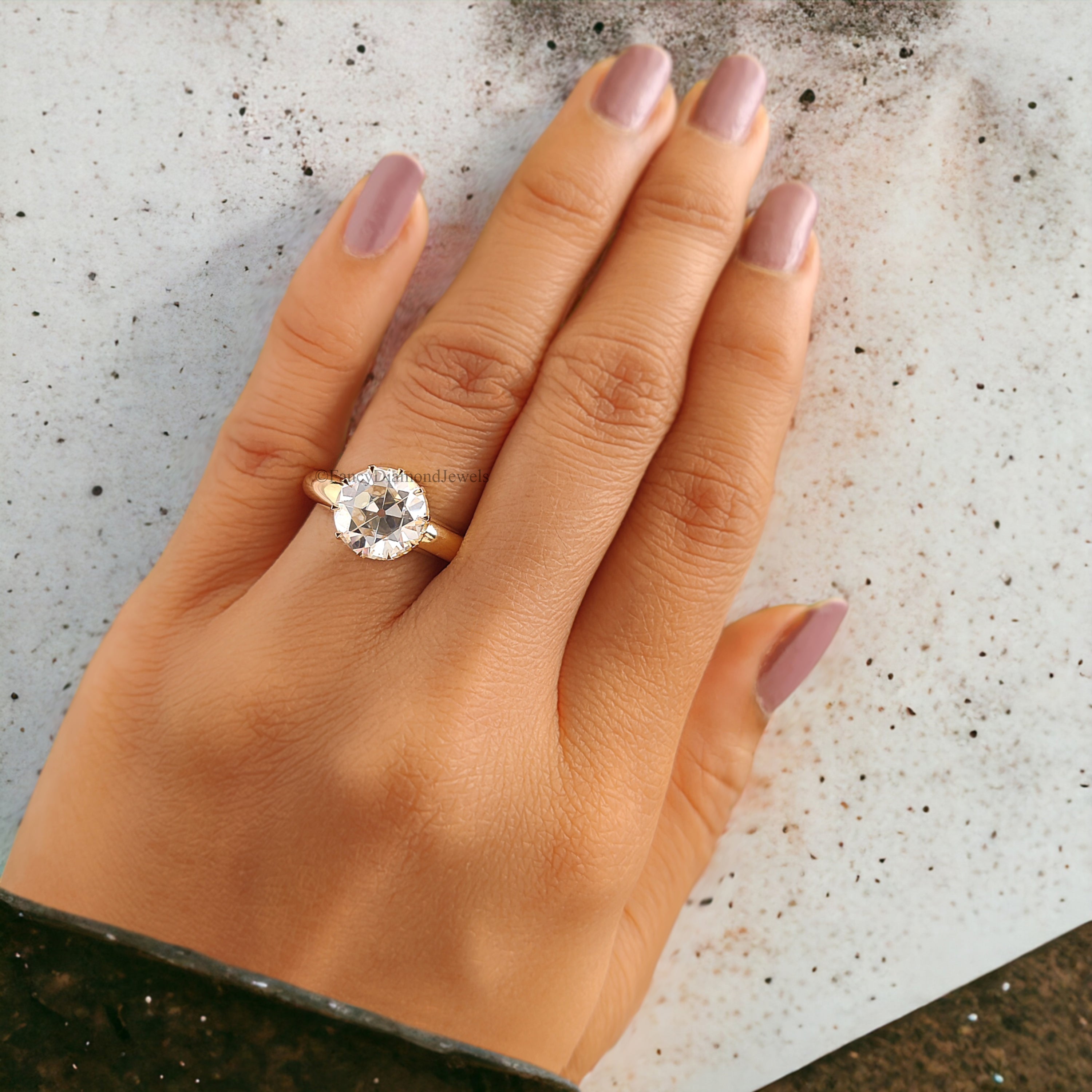 Antique 2.80 CT Round Old European Cut Colorless Moissanite Ring Solitaire Engagement Ring Wedding Ring Comfort Fit Band Gift for Her FD215