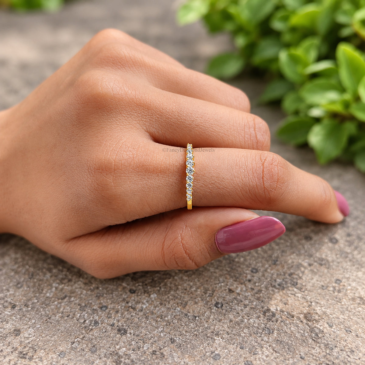 Dainty Solid Gold Moissanite Stacking Band, 10K Gold Stackable Promise Ring, Minimalist Statement Ring, Anniversary Gift for Her FD608