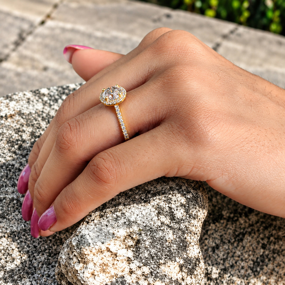 Round Salt and Pepper Diamond Engagement Ring, 14K Yellow Gold Ring, Unique Geometric Diamond Ring, Minimalist Fine Jewelry Gift KDL2616