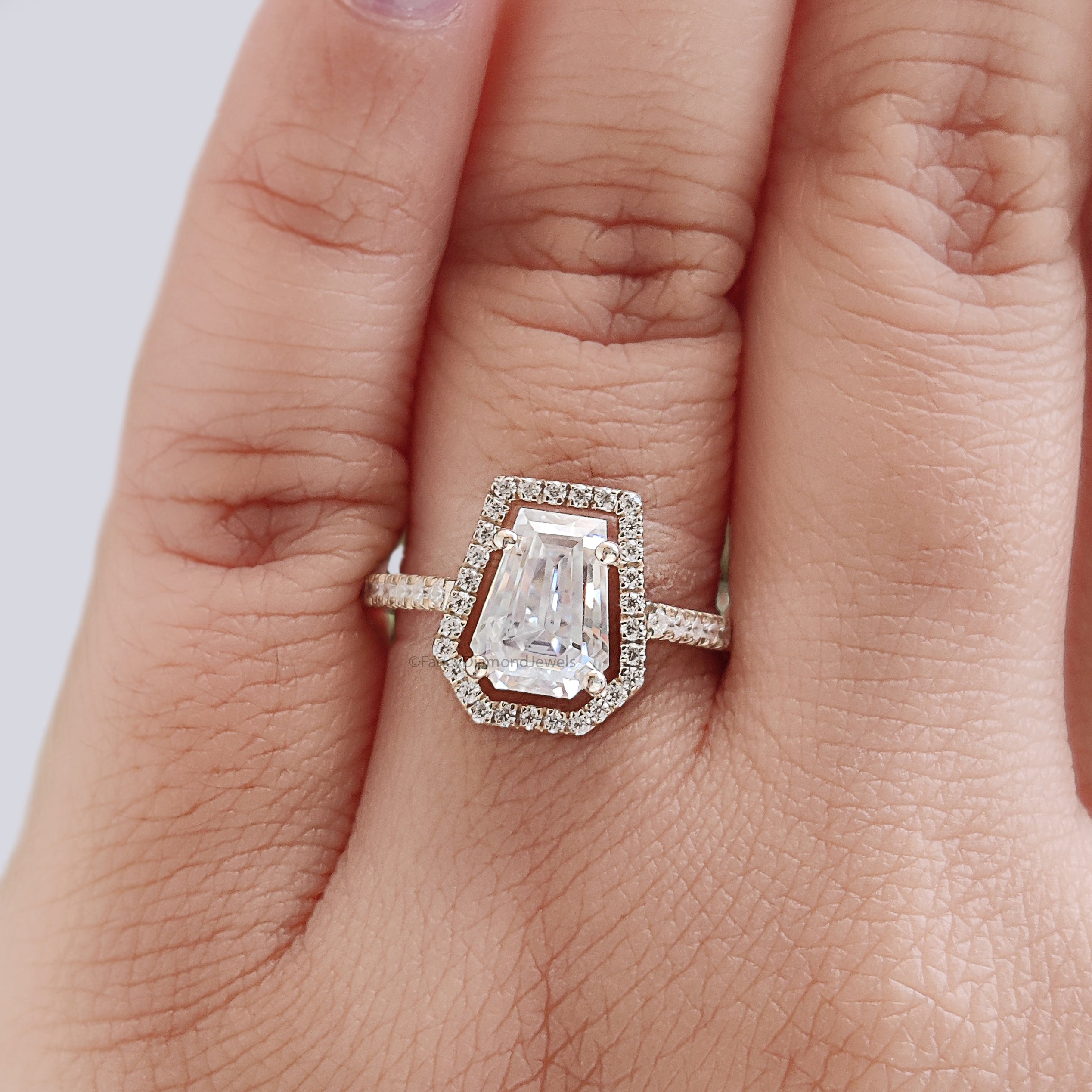 1.55 CT Coffin Lab Grown Diamond Promise Ring Coffin Diamond Halo/ Prong Set Ring Coffin Diamond Engagement Ring Gift For Wedding Ring FD474