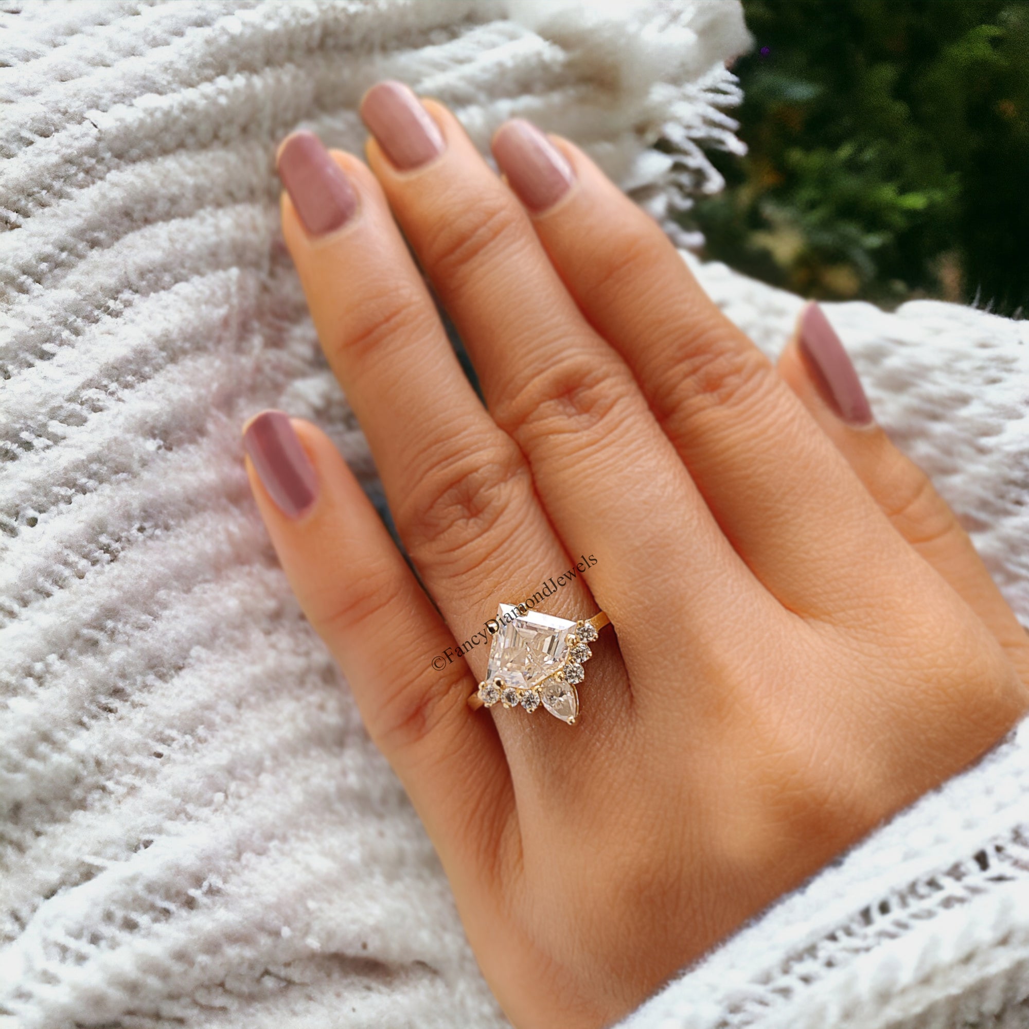 2.20 CT Shield Shape Moissanite Engagement Ring Colorless Moissanite Ring Prong Set Wedding Ring Unique Moissanite Ring Gift for Her FD78