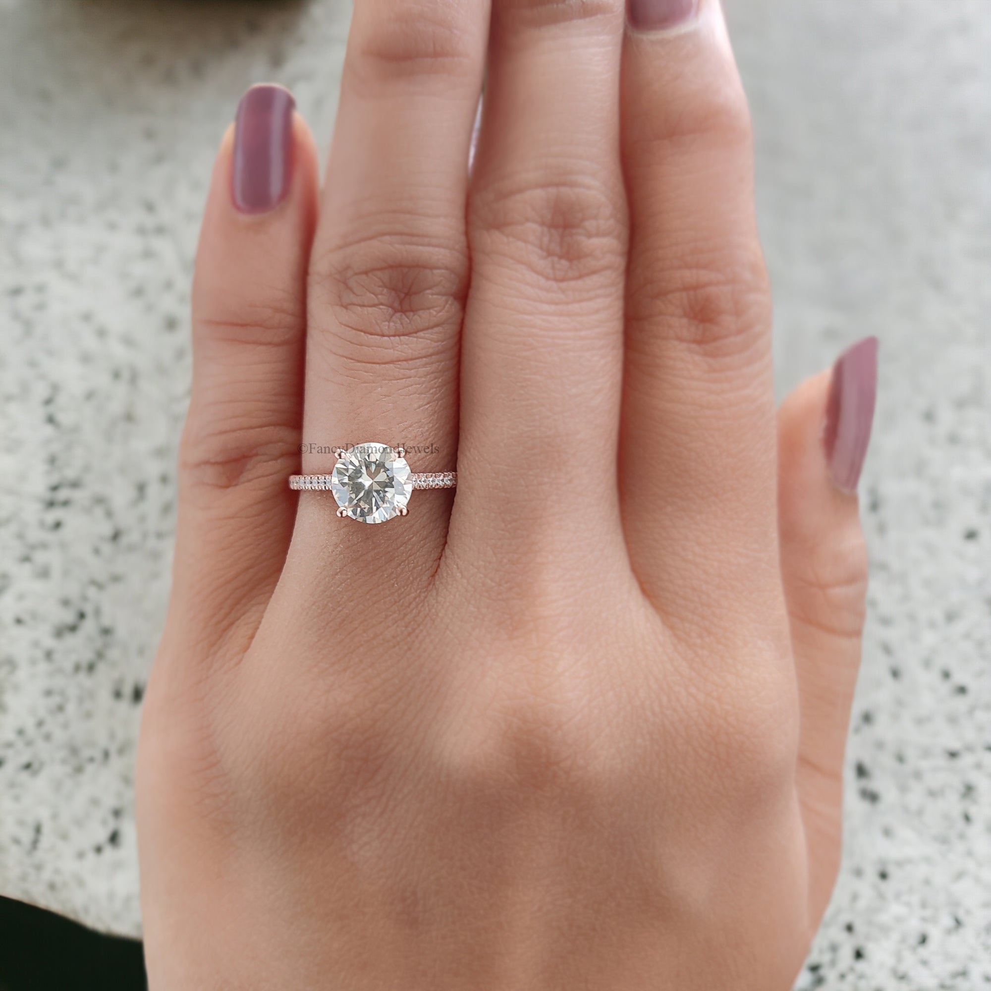 Vintage Hidden Halo Moissanite Ladies Ring Anniversary Gift 1 CT Round 7 mm Moissanite Wedding Ring Simulated Diamond Engagement Ring FD117