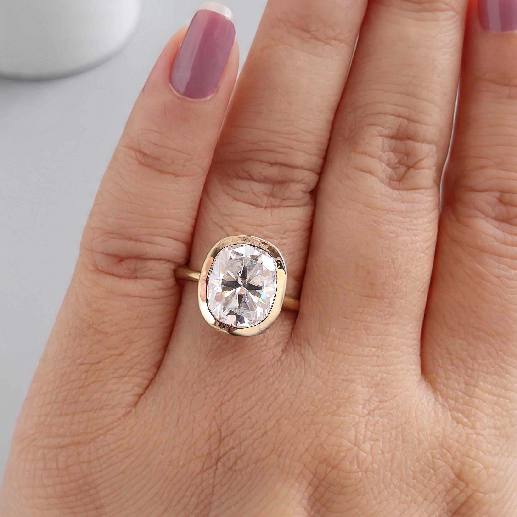 4.00 CT Cushion Cut Lab Grown Diamond Ring Bezel Set With Hidden Halo Elongated Cushion Lab Grown Ring Wedding Ring Gift For Her FD457