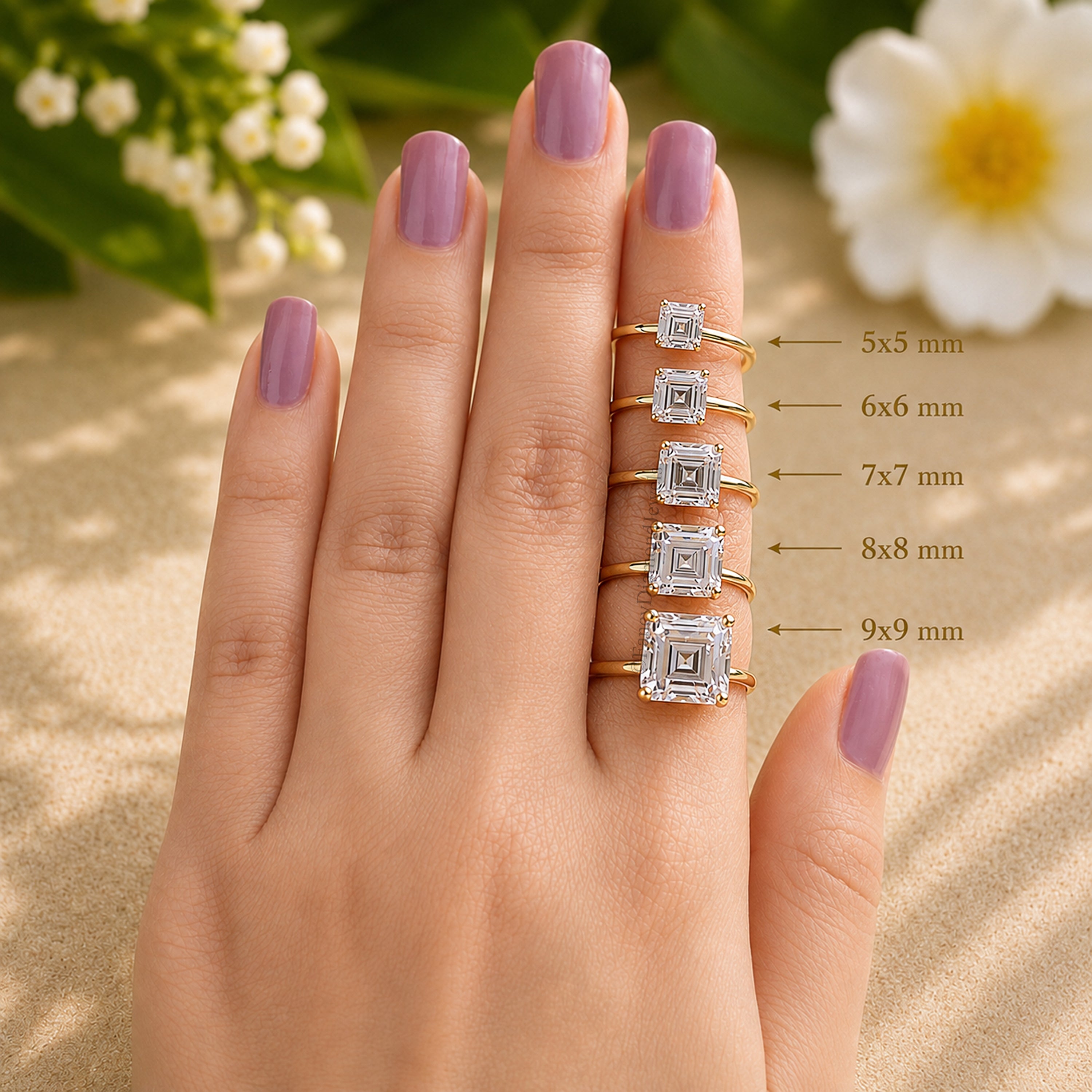 Asscher Engagement Ring Lab Created Simulant Solitaire Silver Travel Promise Moissanite Style Wedding Bridal Anniversary Gift For Her FD279