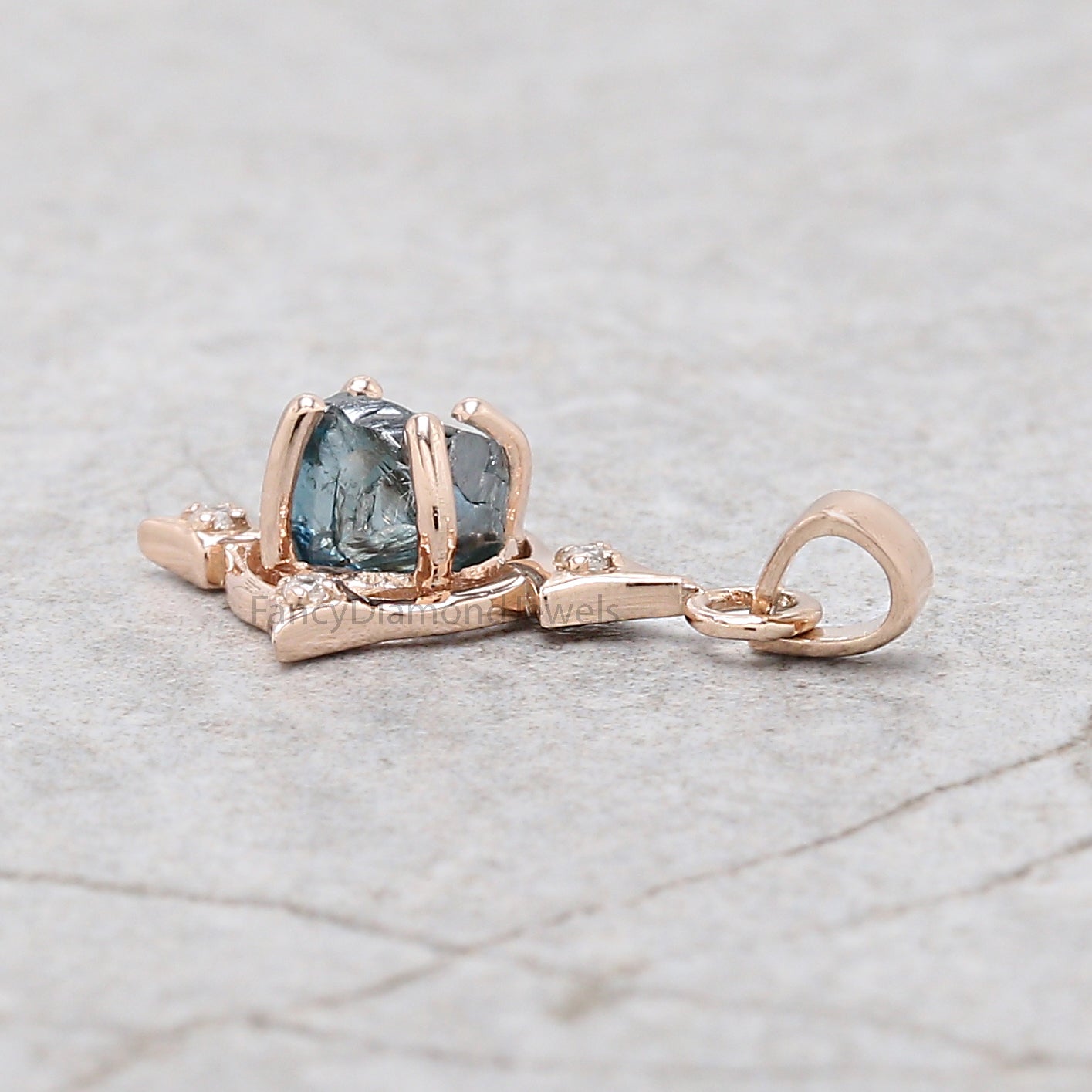 Rough Blue Diamond Pendant, Unique Diamond Pendant, Blue Diamond Pendant, Rough Pendant, Rough Pendant, Dangling Diamond Pendant, KDL2322