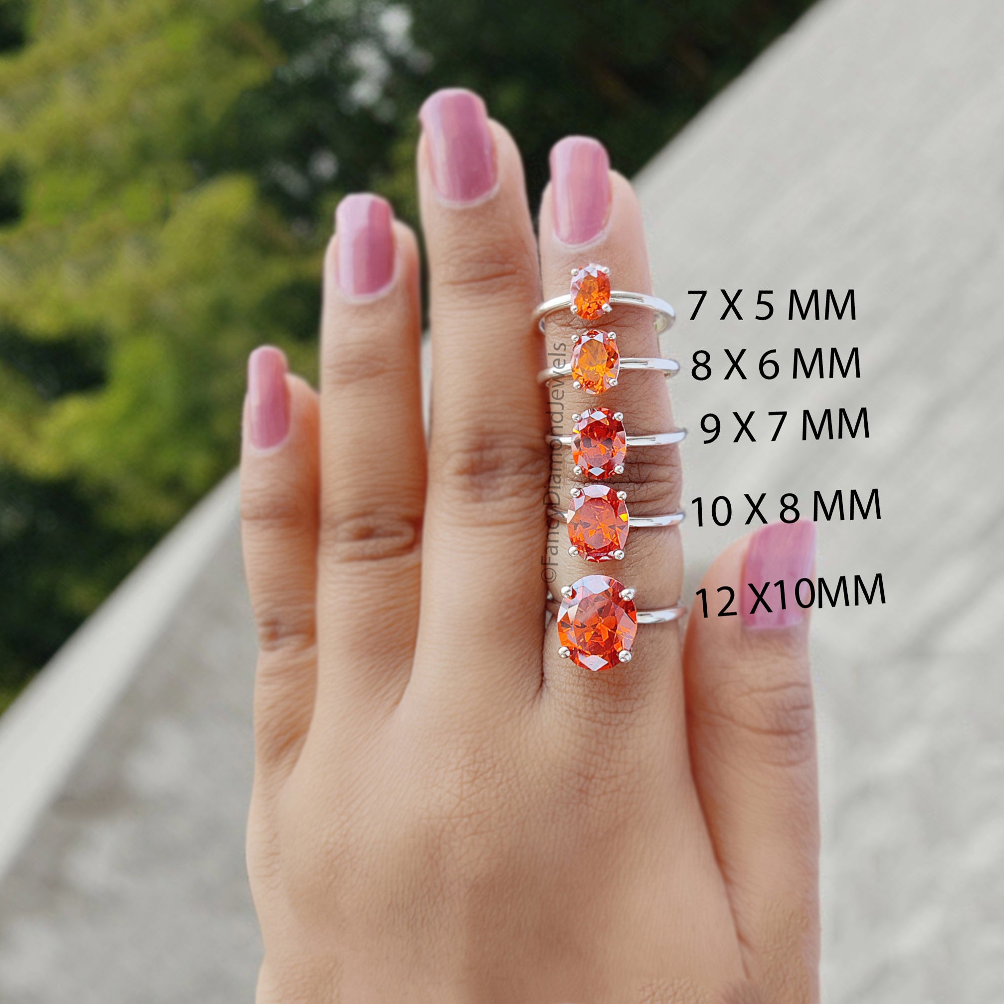 Oval Orange Citrine stone engagement ring 12mm 10mm 9mm 8mm 7mm  ring silver simulant Ring Solitaire ring Diamond ring Gift for her FD337