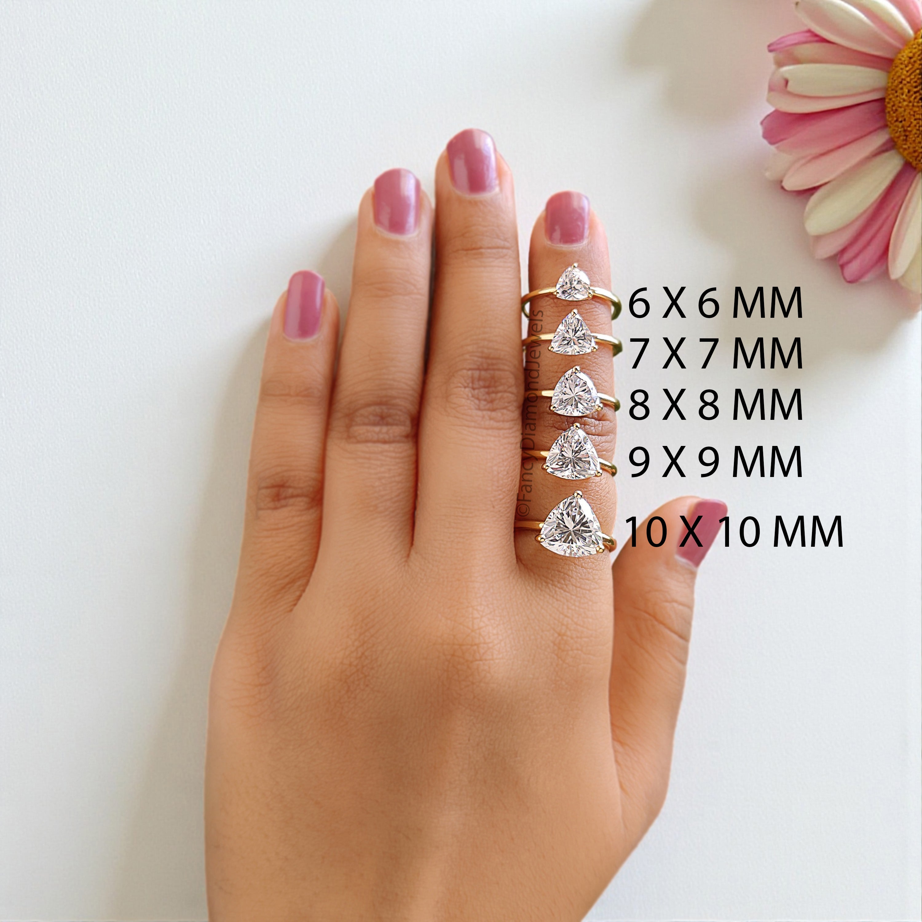Trillion Cut Engagement ring 6mm 7mm 8mm 9mm 10mm Stone Ring Silver Promise Ring Triangle Shape Diamond Solitaire Ring Gift For Her FD439