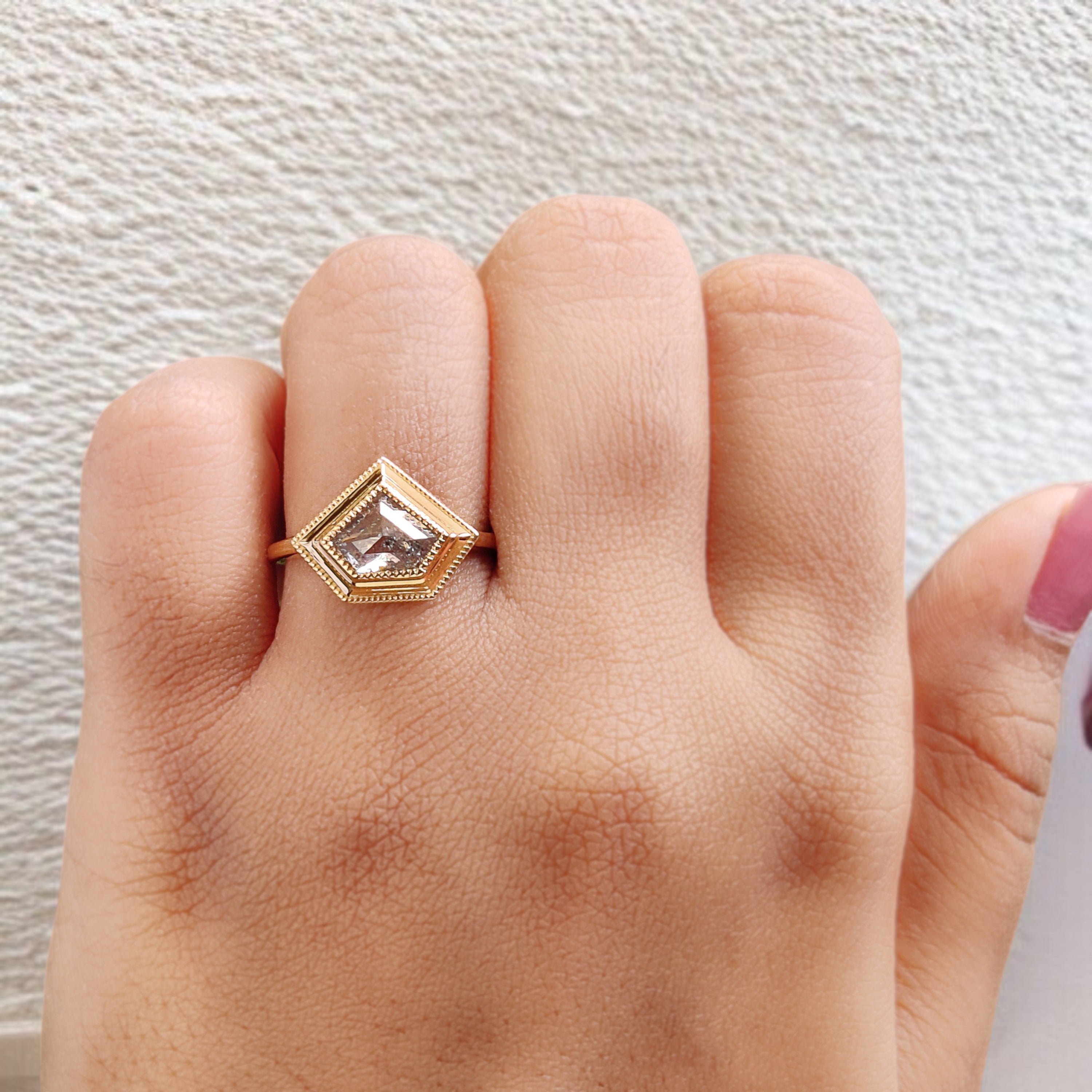 Shield Shape White-G Color Diamond Ring 1.19 Ct 5.95 MM Shield Cut Diamond Wedding Ring 14K Yellow Gold Engagement Ring Gift For Her KDL2605
