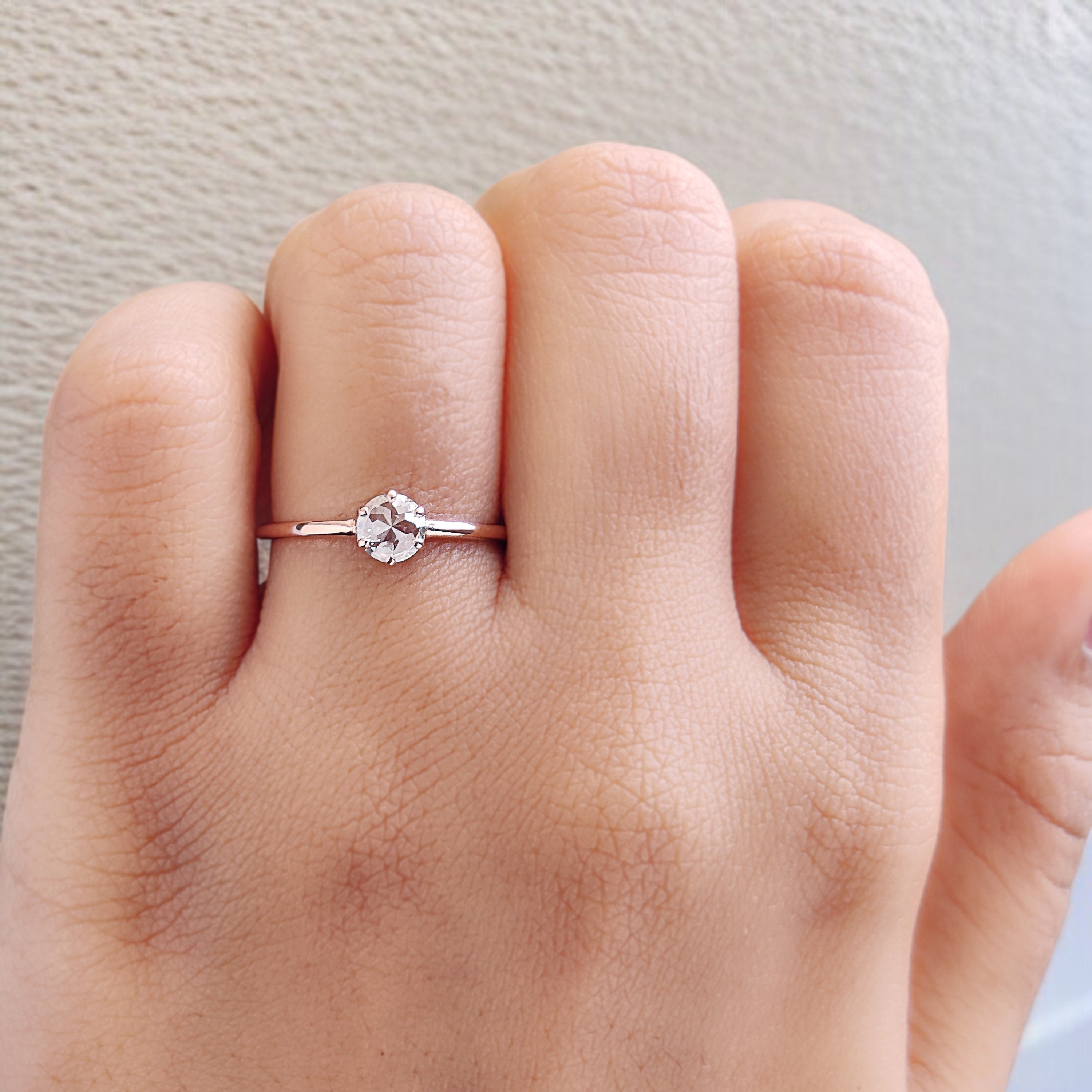Round Rose Cut Salt And Pepper Diamond Ring 0.39 Ct 4.71 MM Round Diamond Ring 14K Rose Gold Silver Engagement Ring Gift For Her QN2238