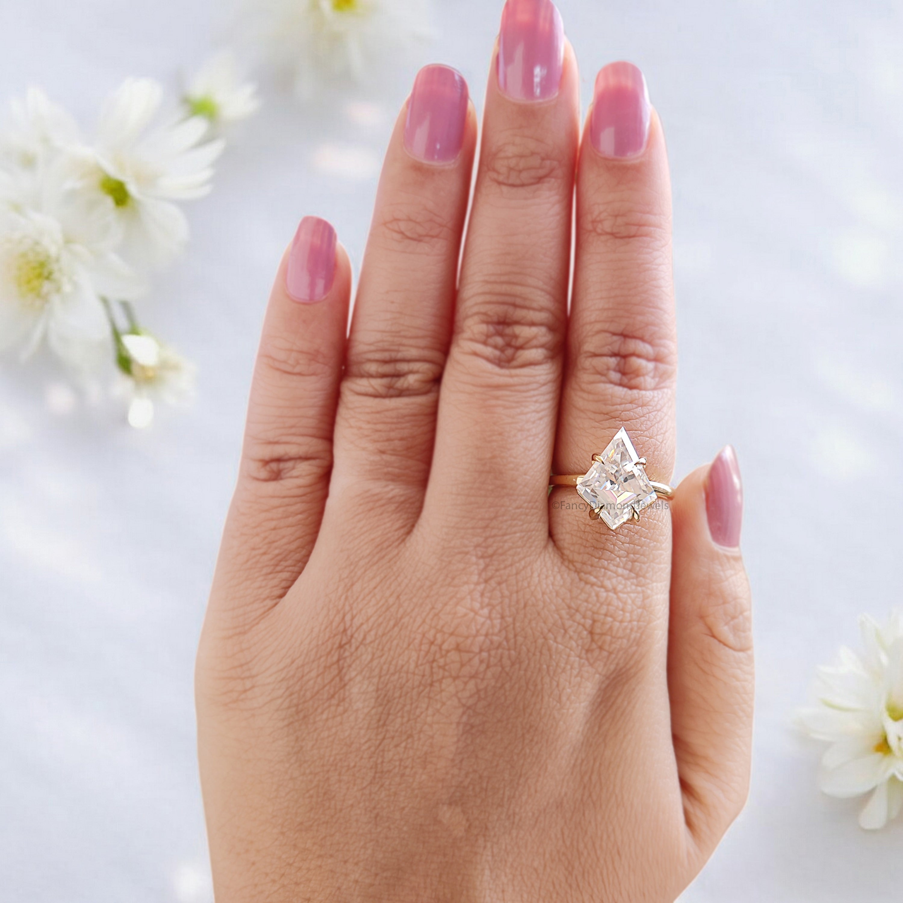 4.30 CT Kite Brilliant Cut Moissanite Engagement Ring Prong Set Ring Kite Solitaire Ring Wedding Ring Yellow Gold Ring Gift For Her FD454