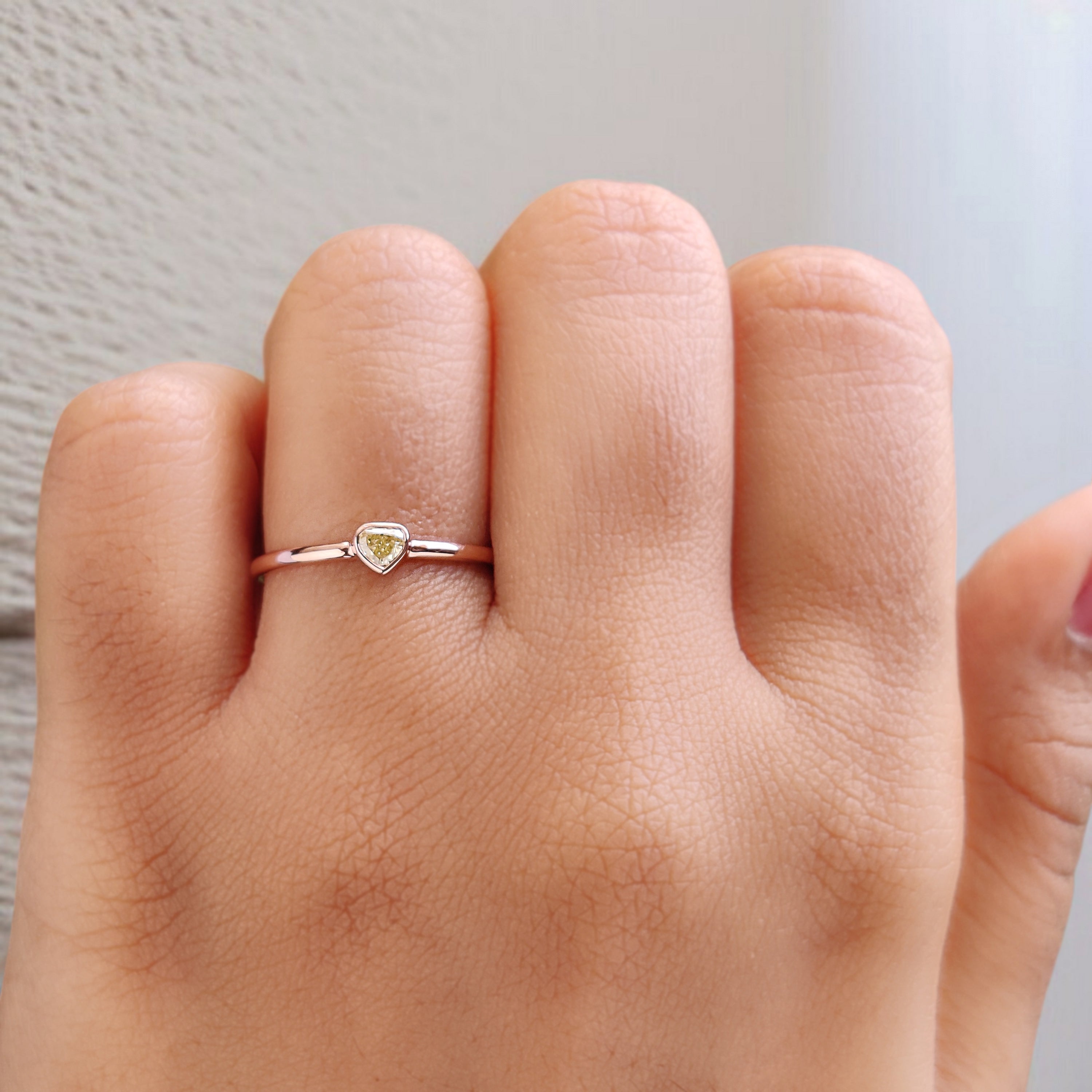 Heart Salt And Pepper Diamond Ring 0.14 Ct 3.40 MM Heart Shape Diamond Ring 14K Solid Rose Gold Silver Engagement Ring Gift For Her KDN7386