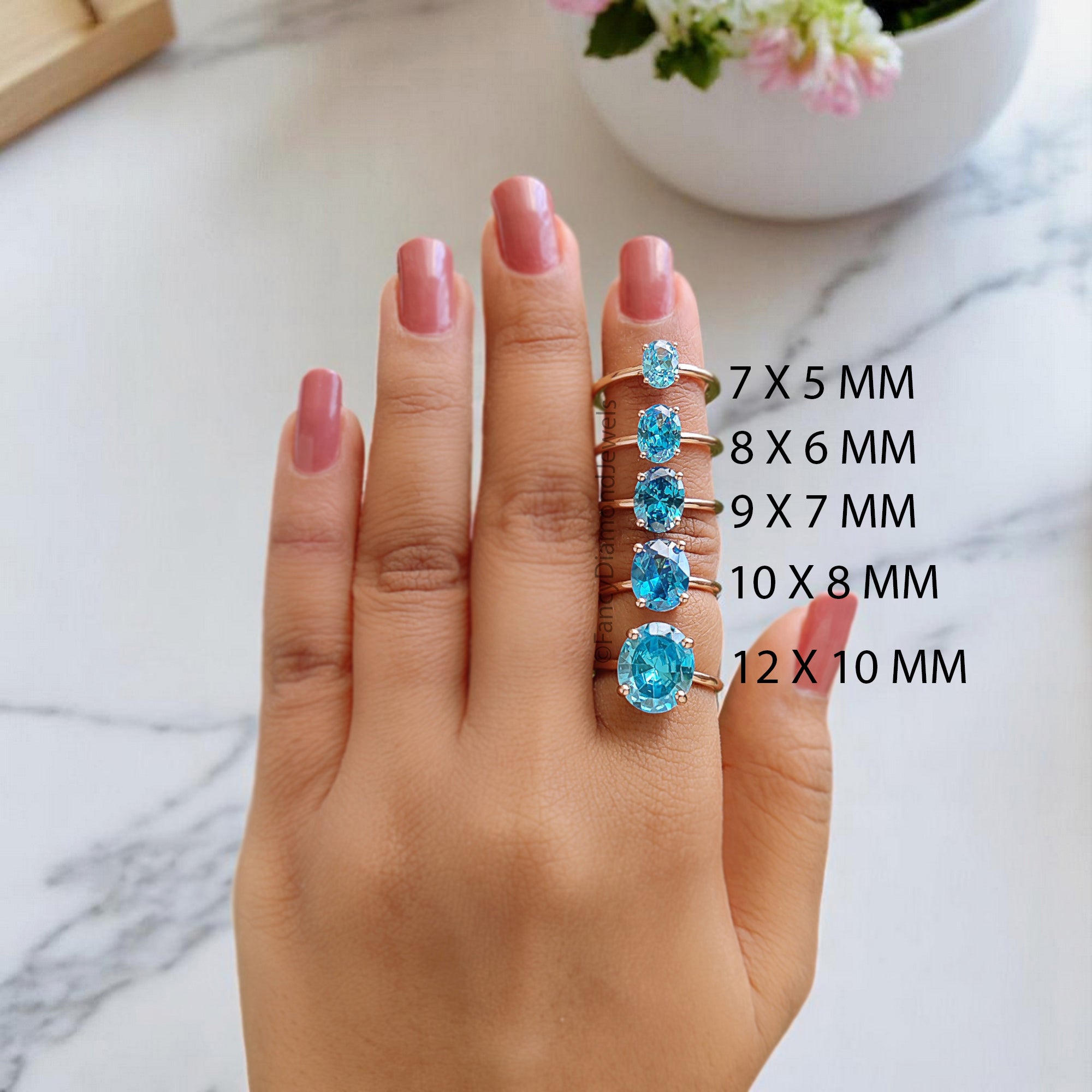 Oval Blue Aquamarine stone engagement ring 12mm 10mm 9mm 8mm 7mm  ring silver simulant Ring Solitaire ring Diamond ring Gift for her FD346
