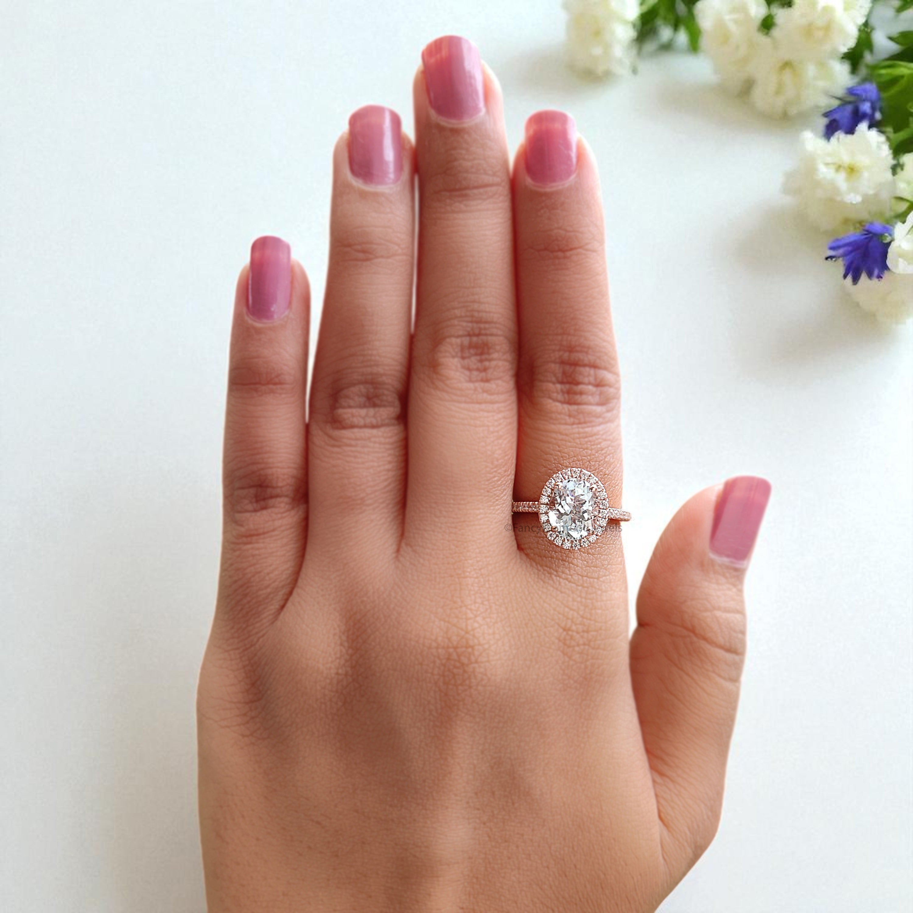 1.75 CT Oval Cut Natural Aquamarine Engagement Ring Rose Gold Ring Oval Diamond Wedding Ring Unique Vintage Halo Ring Gift For Her FD425