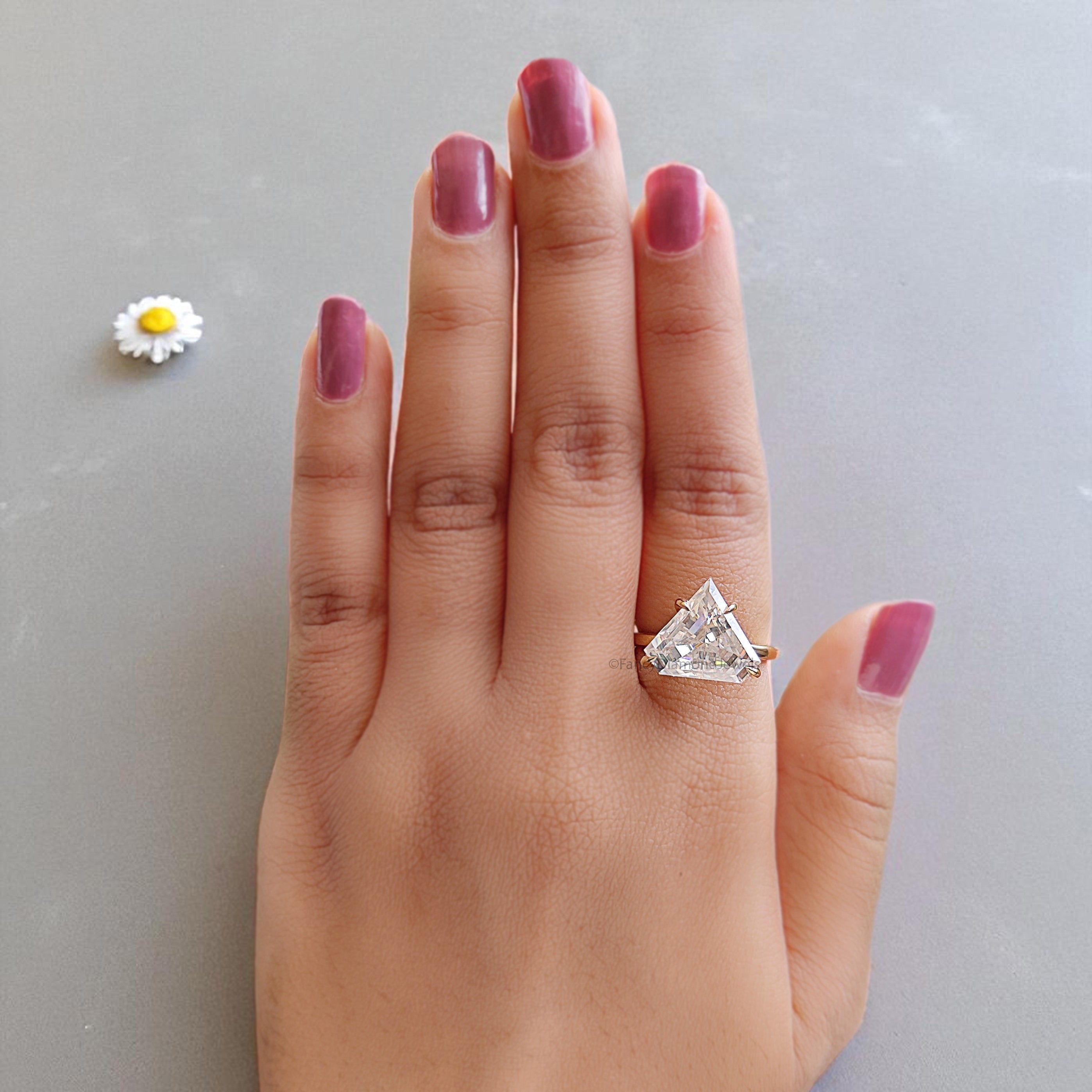 5.95 CT Shield Brilliant Cut Moissanite Engagement Ring Prong Set Ring Shield Solitaire Wedding Ring Yellow Gold Ring Gift For Her FD445