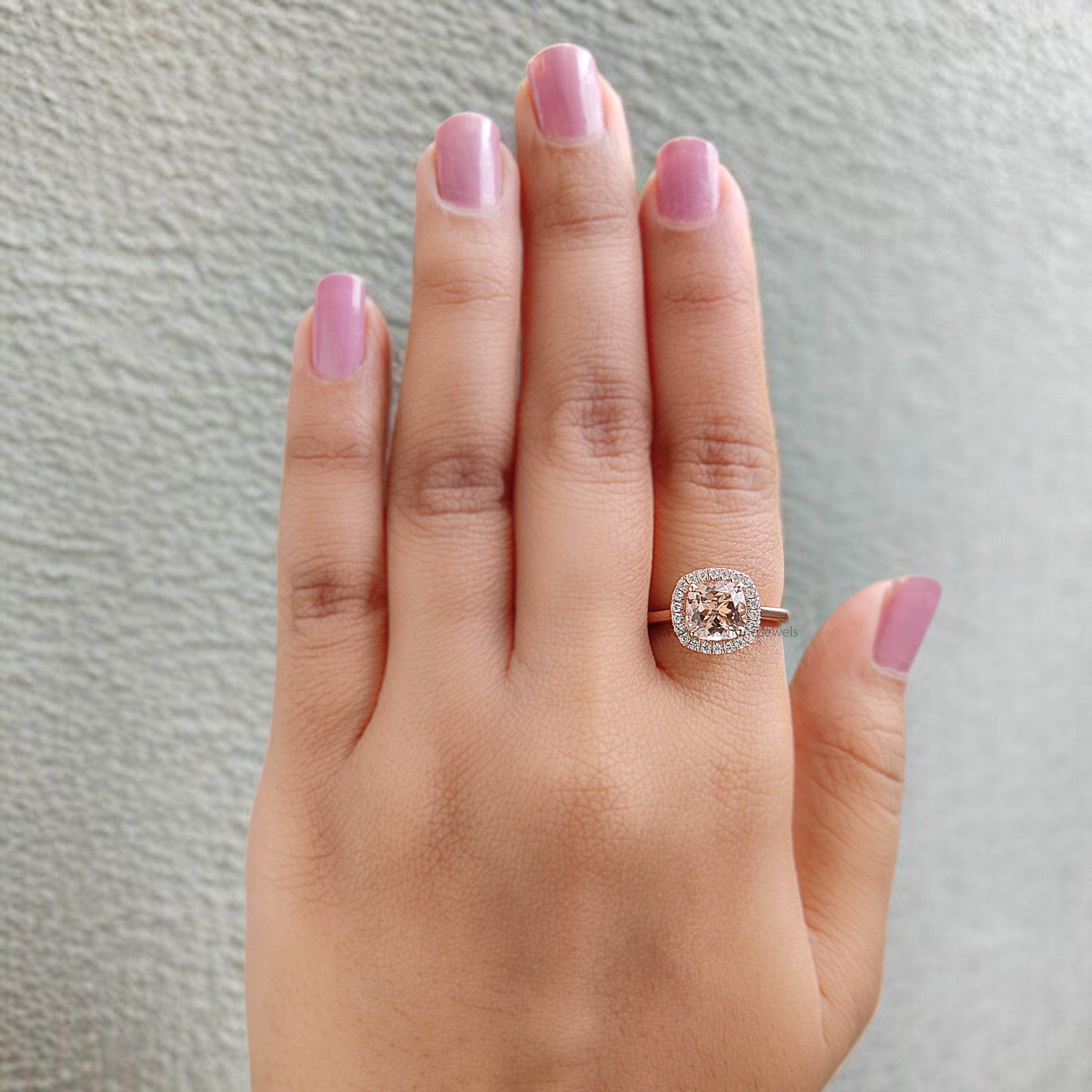 1.40 CT Cushion Cut Natural Morganite Engagement Ring Rose Gold Ring Cushion Wedding Ring Unique Vintage Halo Ring Gift For Her FD421