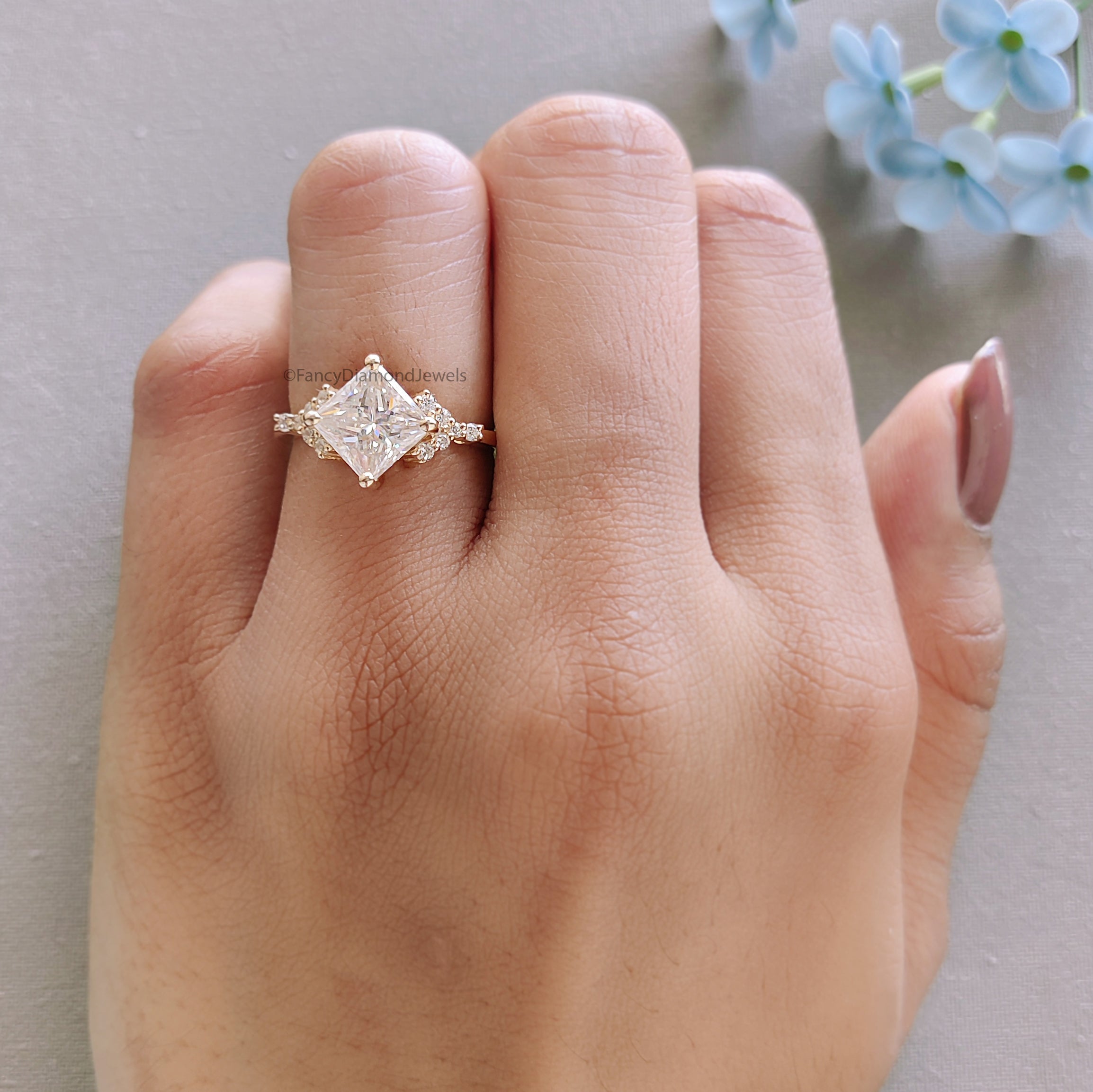 1.70 CT Princess Cut Lab Grown Diamond Engagement Ring Princess Diamond  With Prong Setting Ring Wedding Ring Princess Ring for Her FD468