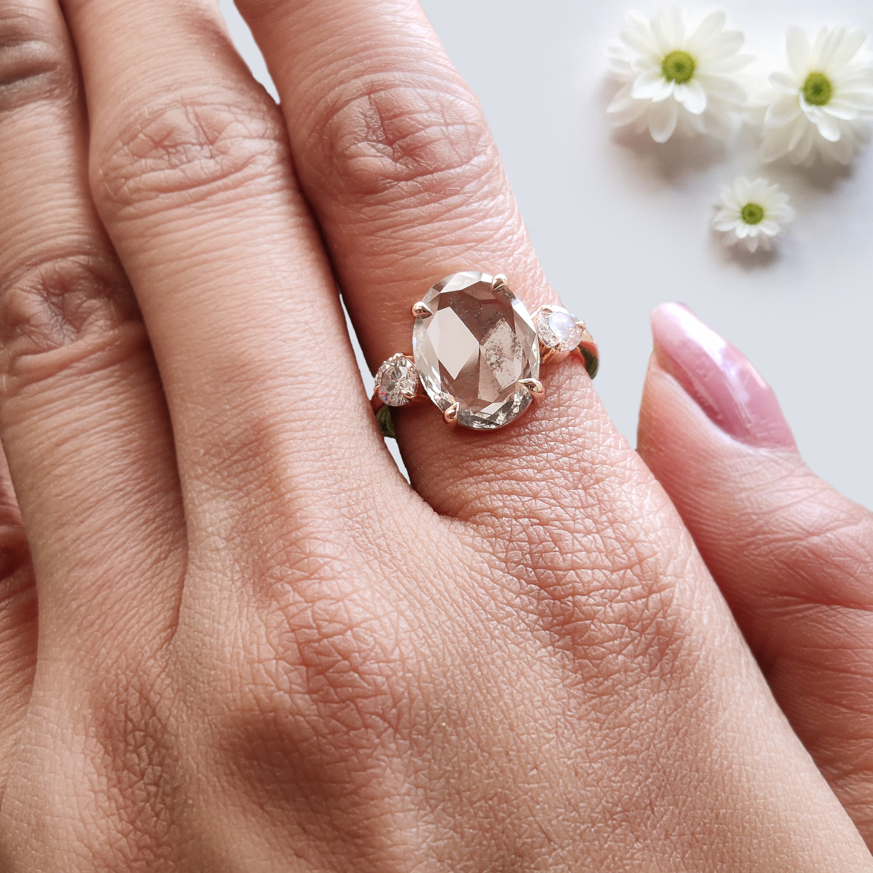 2.40 CT Oval Lab Grown Diamond Ring Oval Shape CVD Fancy Black Grey Salt And Pepper Diamond Ring Engagement Ring Bridal Wedding Ring KDL3520