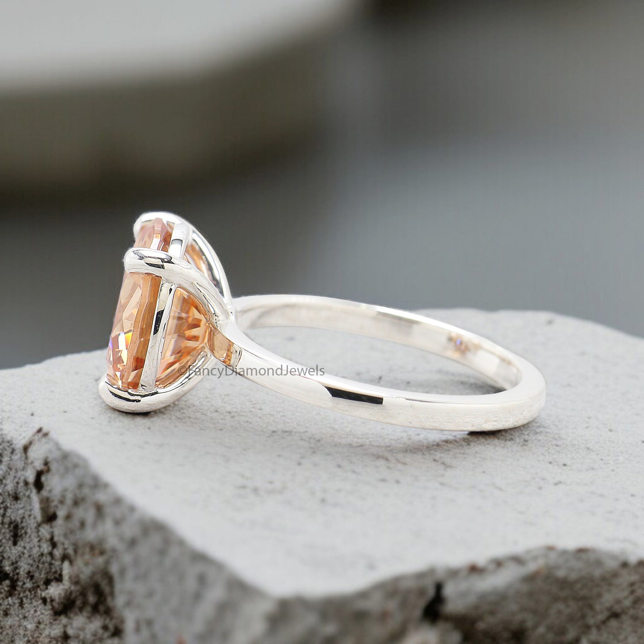 Round Brown Champagne Diamond engagement ring 11mm 9mm 8mm 6mm 4mm stone ring Simulant Ring Solitaire ring Silver ring Gift for her FD519