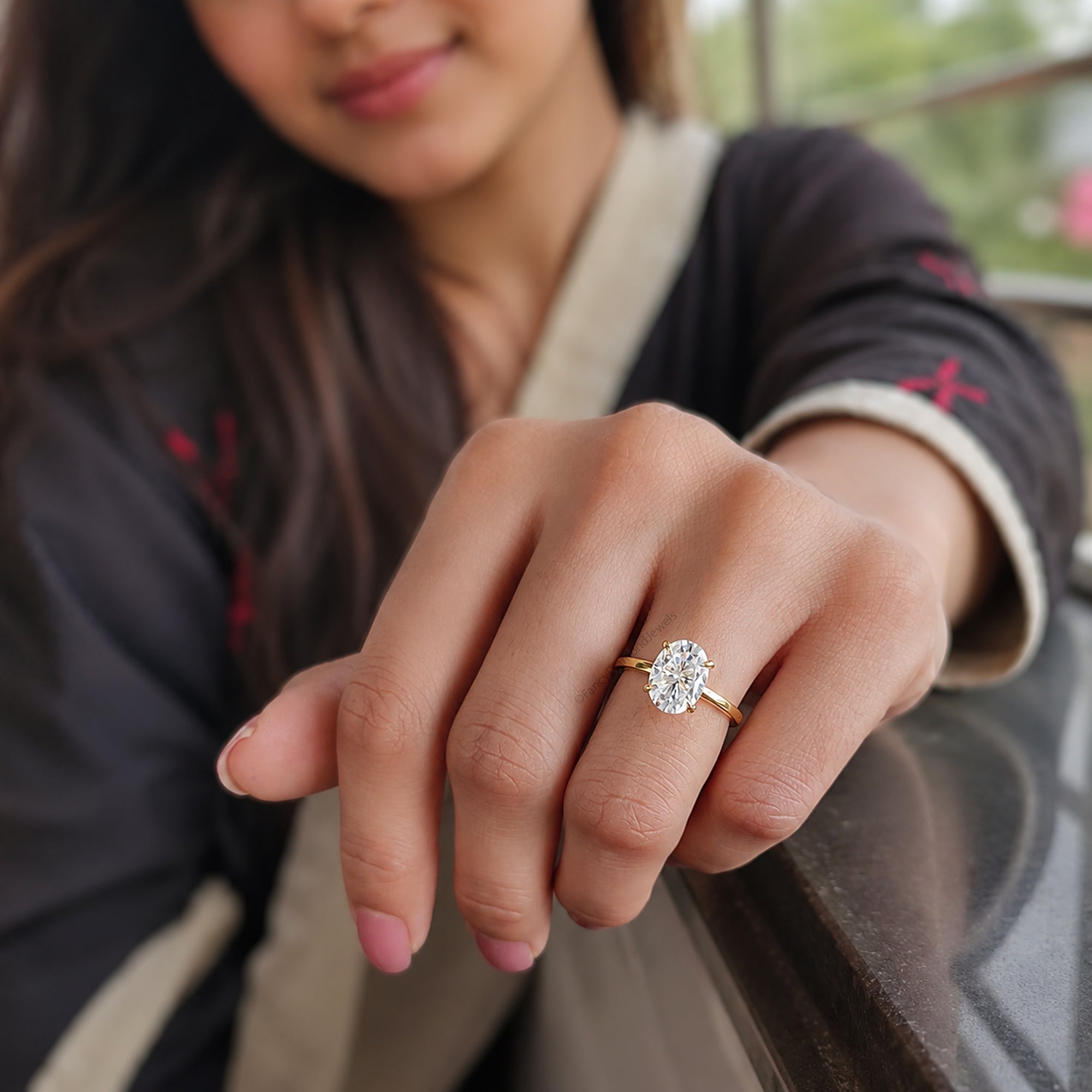 Oval Moissanite Engagement Ring for Women, Solitaire Wedding Ring, Anniversary Gift for Her, Proposal Ring, Minimalist Bridal Jewelry FD06