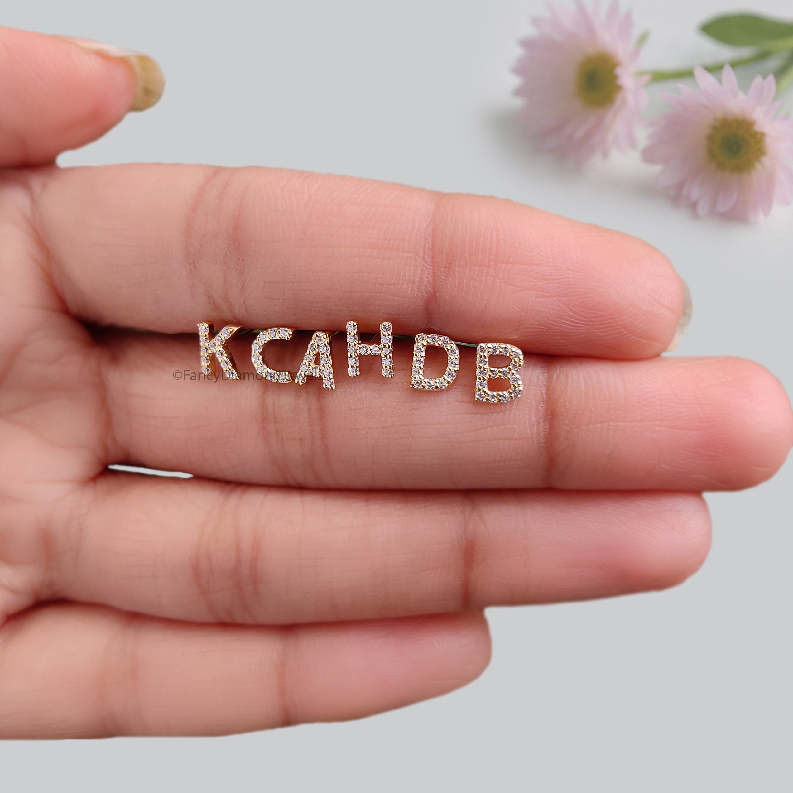 Single Round Diamond Initial Stud Earring Round Brilliant Cut White Diamond Earring Prong Earring Engagement Earring Gift For Her FD515