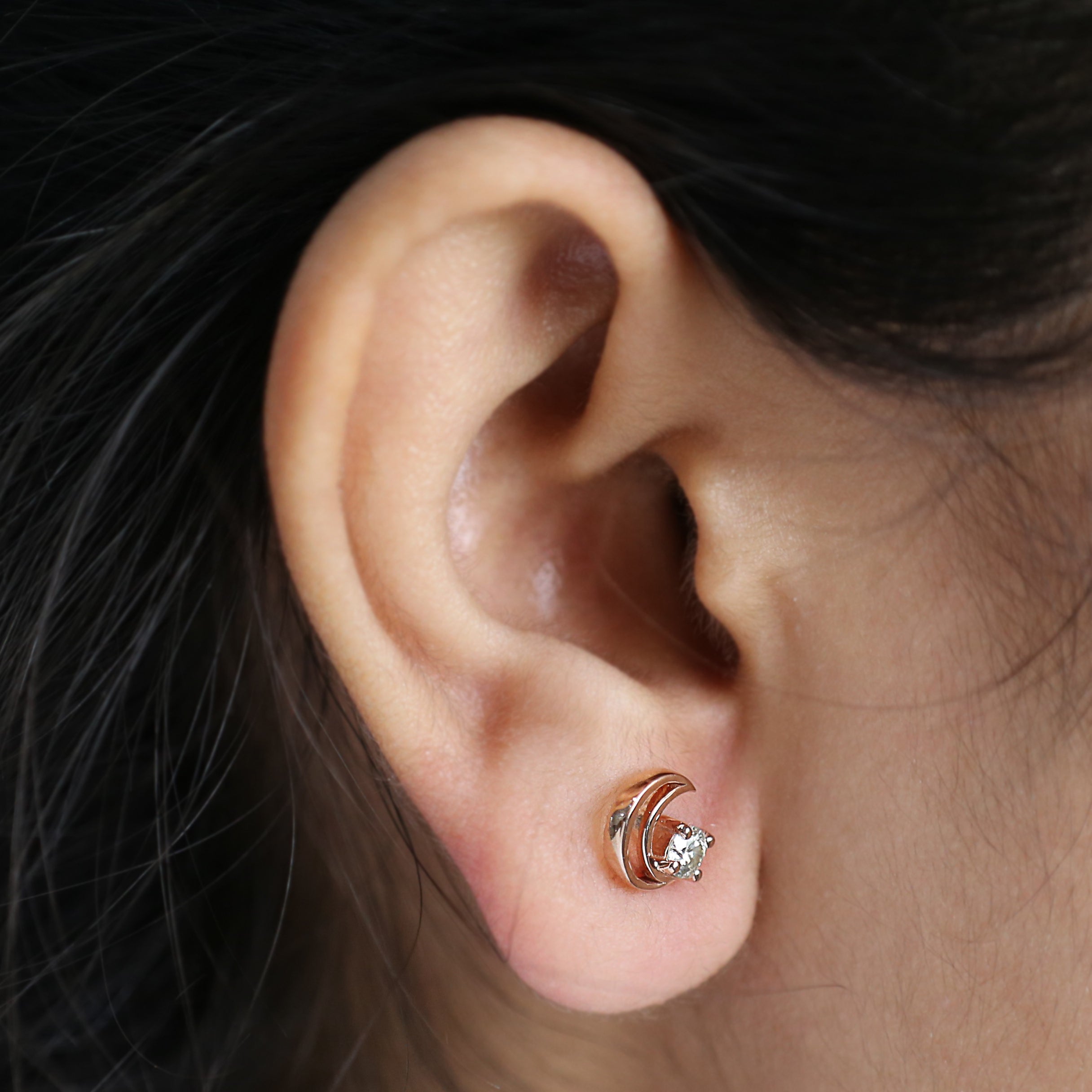 Round White Diamond Earring 0.34 Ct 3.50 MM Round Diamond Earring 14K Solid Rose Gold Silver Round Rose Cut Earring Gift For Her KDN1863