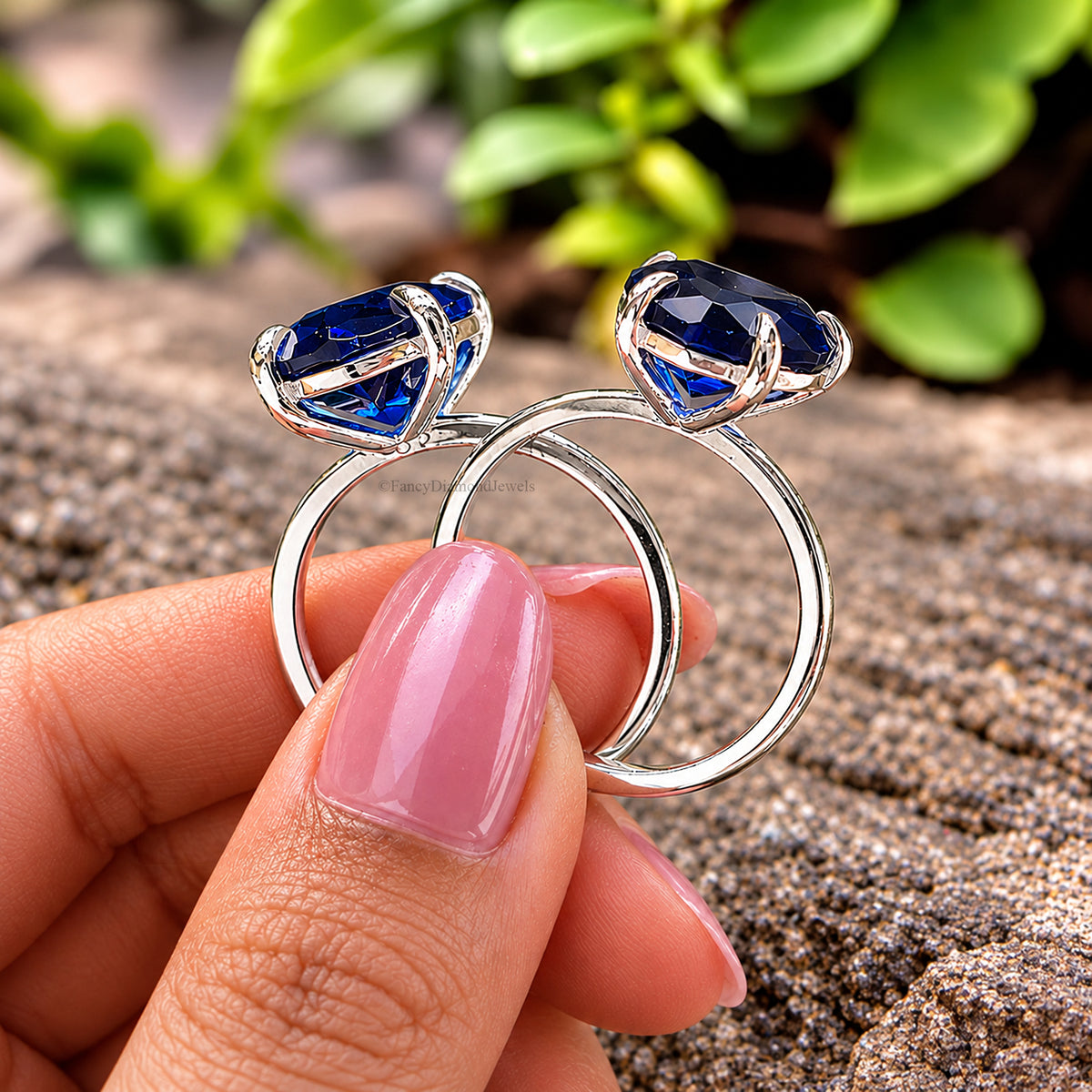 Heart Blue sapphire stone engagement ring 10mm 9mm 8mm 7mm 6mm ring silver simulant Ring Solitaire ring Diamond ring Gift for her FD541