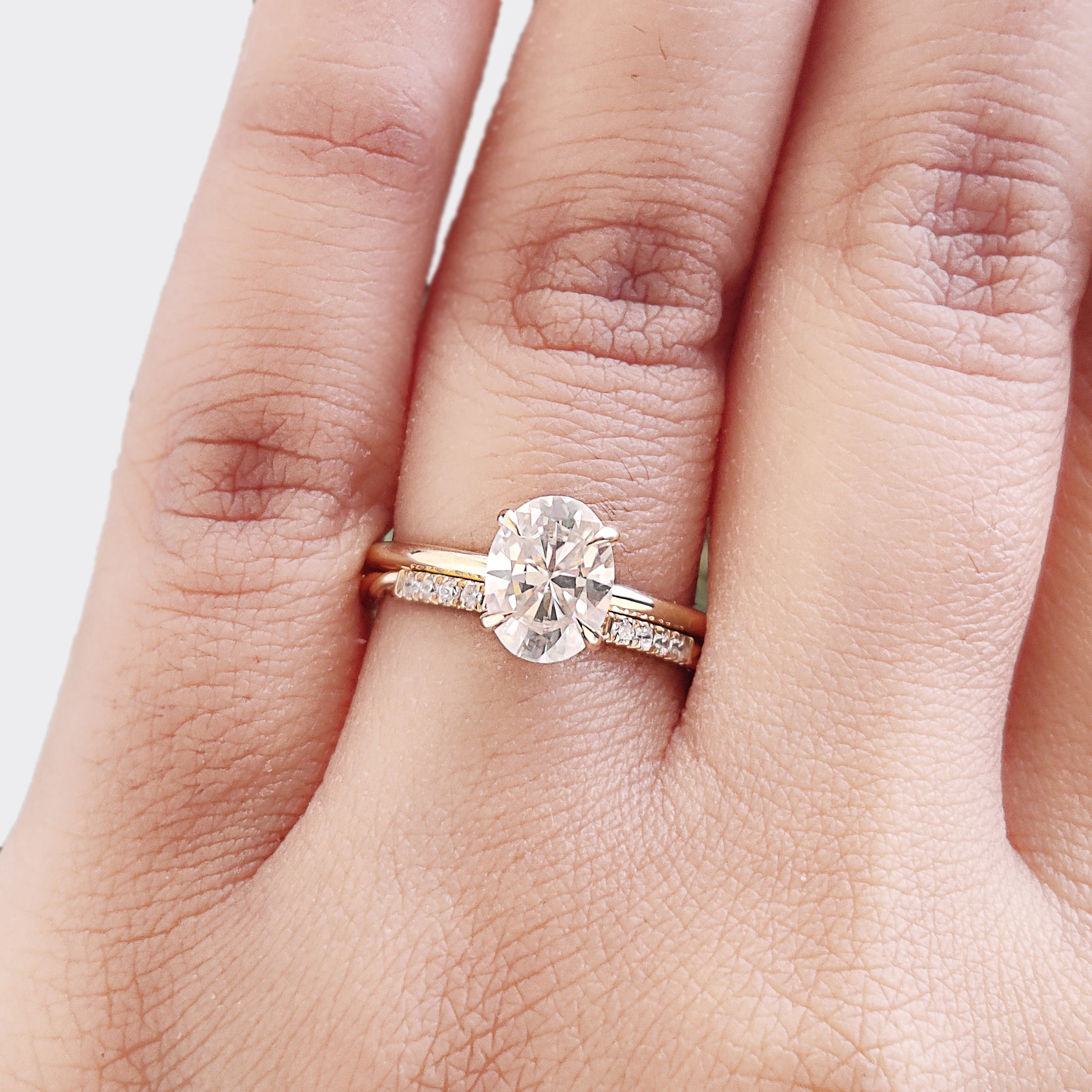 1.05 CT Oval Diamond Lab Grown Diamond Engagement Ring Set Wedding Set Bridal Rings for Her Matching Wedding Band Oval Diamond Ring FD473