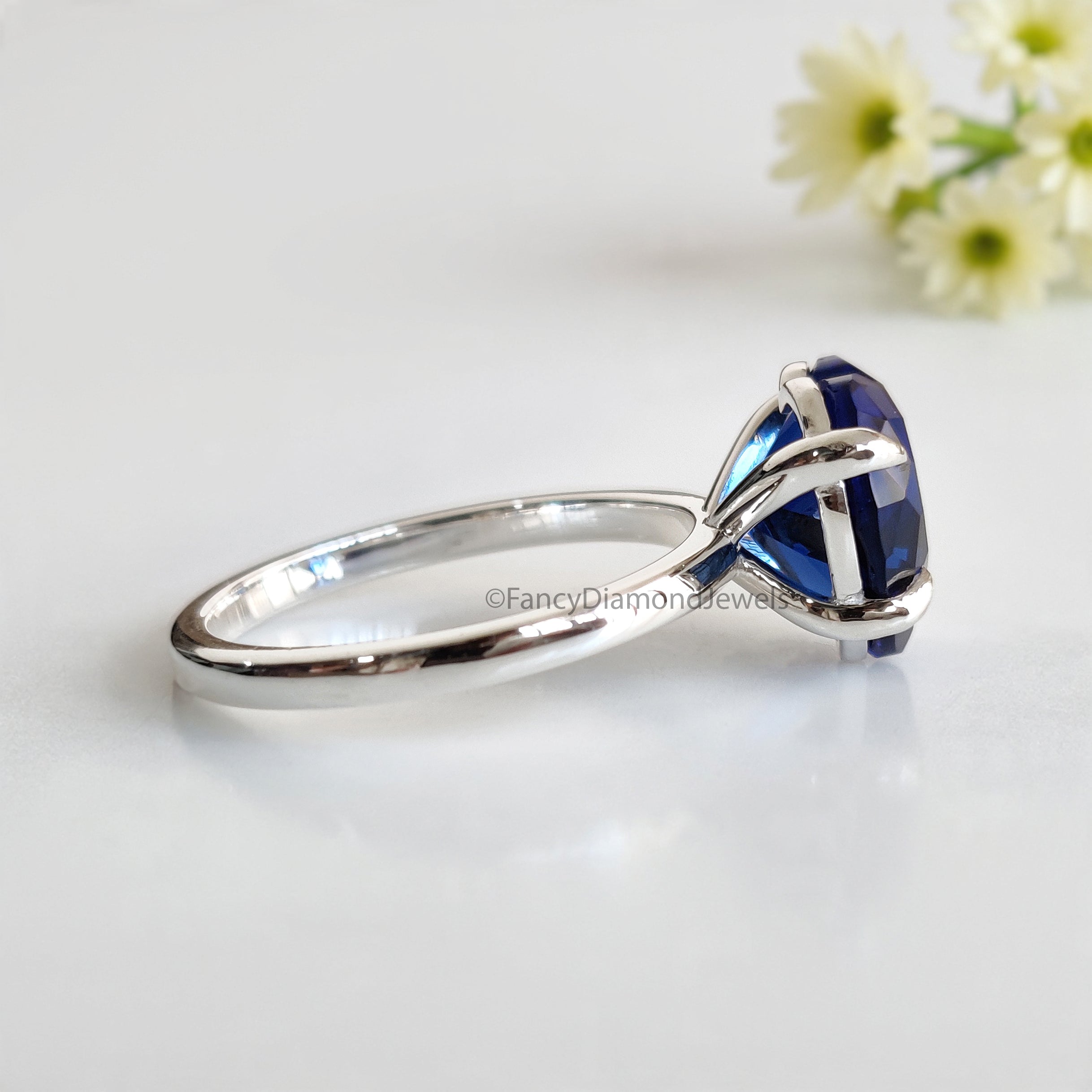 Heart Blue sapphire stone engagement ring 10mm 9mm 8mm 7mm 6mm ring silver simulant Ring Solitaire ring Diamond ring Gift for her FD541