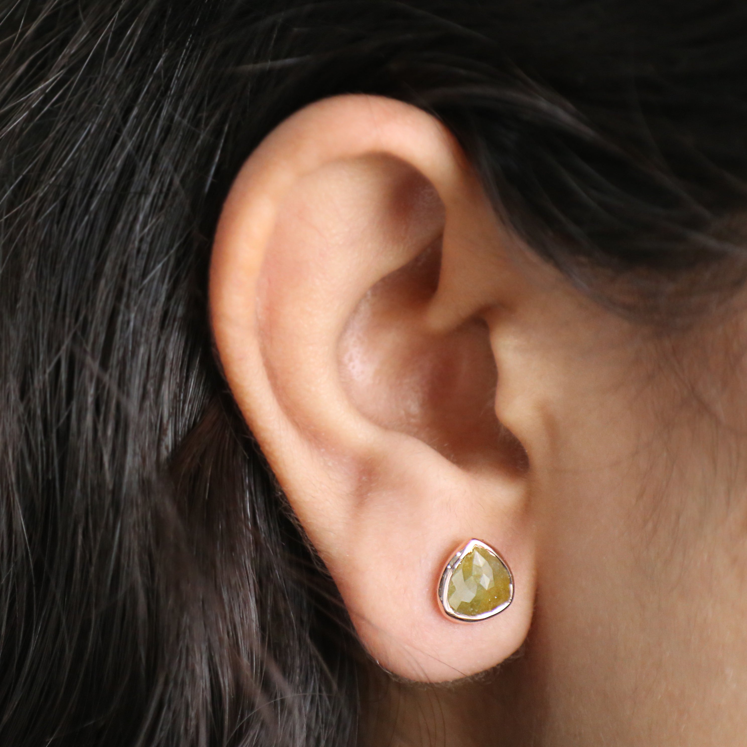 Pear Cut Yellow Color  Diamond Earring 2.26 Ct 7.90 MM Pear Diamond Earring 14K Solid Rose Gold Silver Pear Cut Earring Gift For Her KDN7025