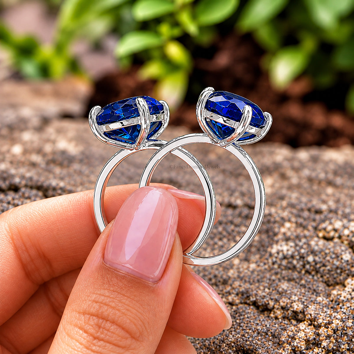 Pear Blue Sapphire engagement ring 12mm 10mm 9mm 8mm 7mm stone ring Simulant Solitaire ring Diamond ring Silver ring Gift for her FD547