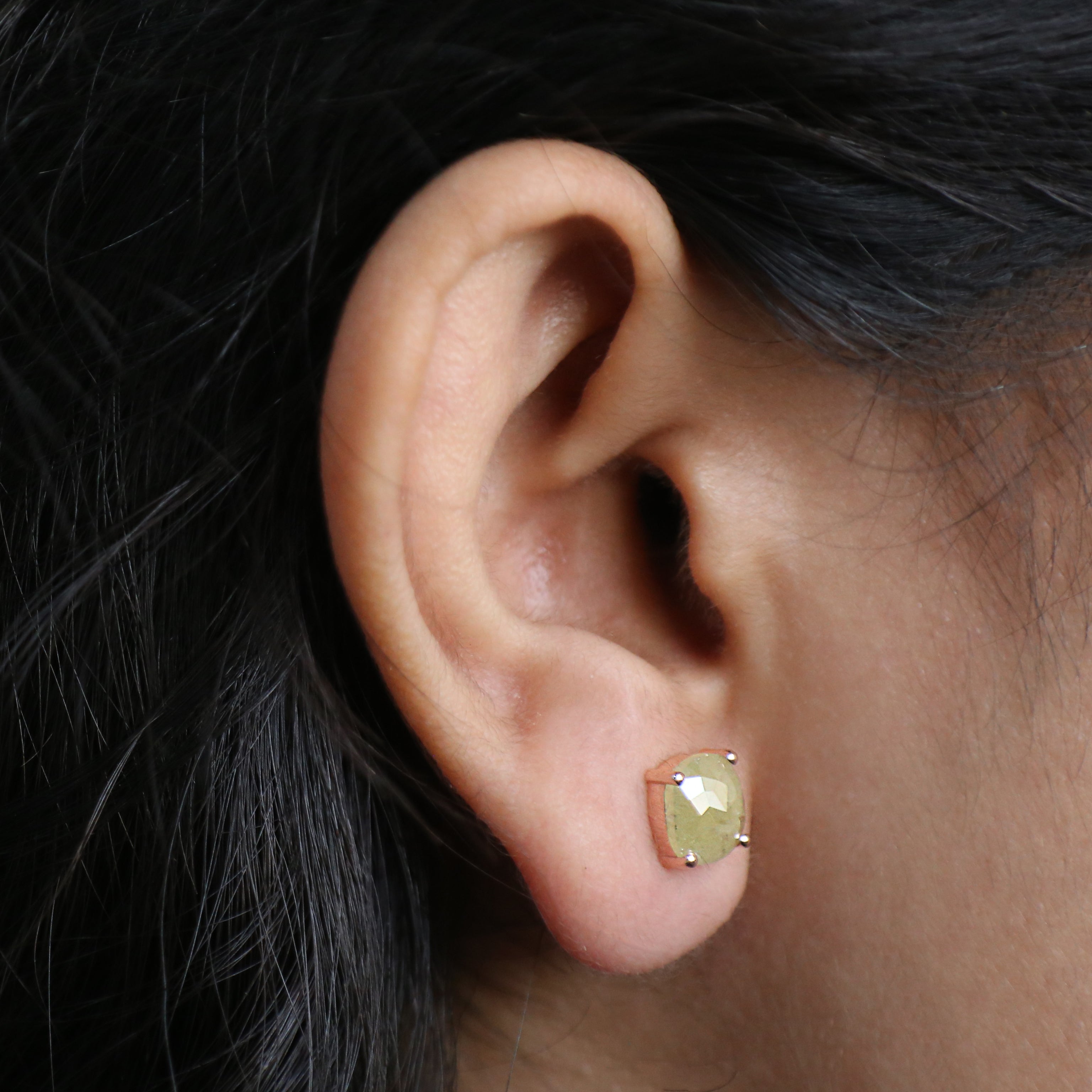 Cushion Yellow Color Diamond Earring 3.01 Ct 7.90 MM Cushion Diamond Earring 14K Rose Gold Silver Engagement Earring Gift For Her KDN9872