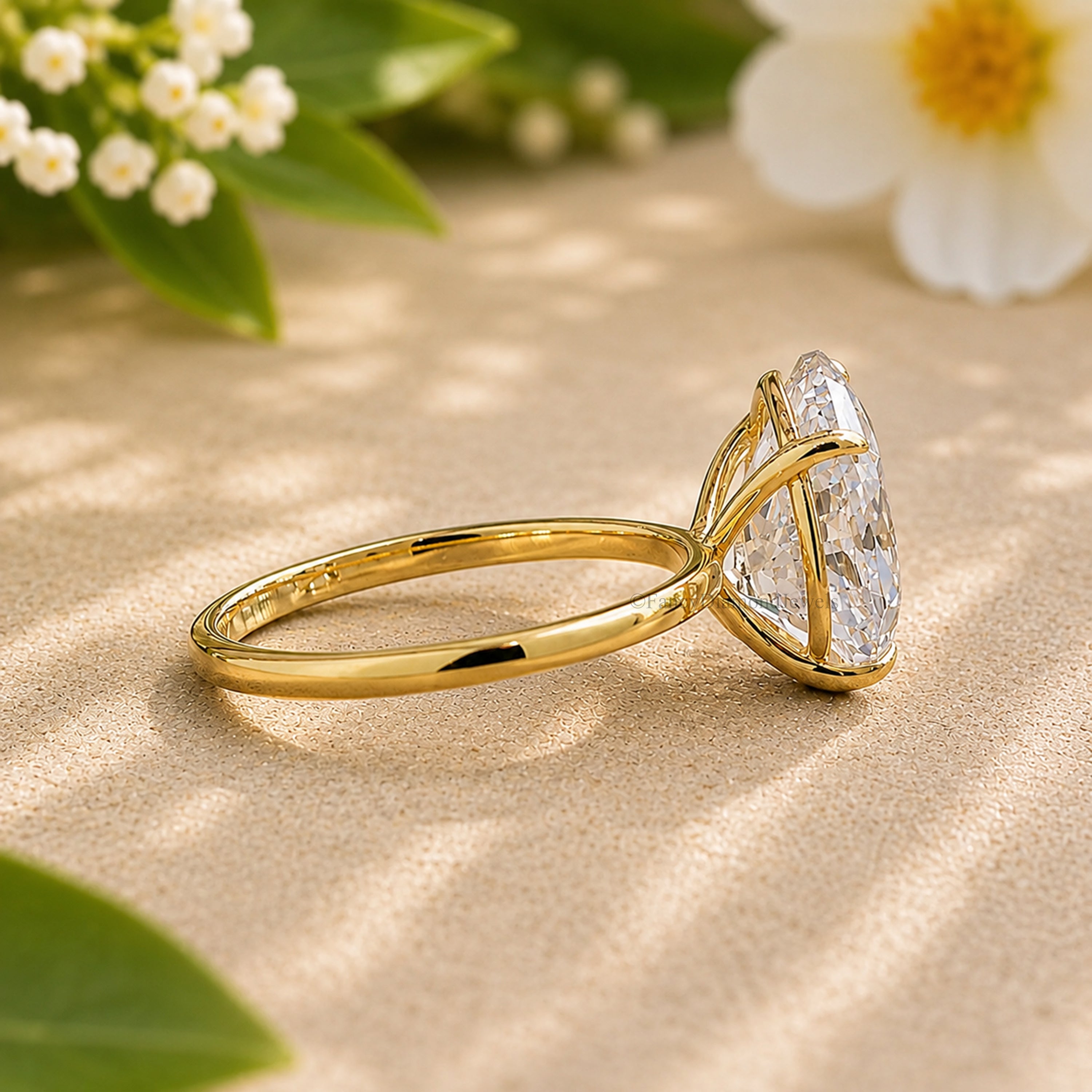 Pear Engagement Ring Lab Created Simulant Solitaire Silver Teardrop Diamond Travel Promise Moissanite Style Wedding Anniversary Gift FD186