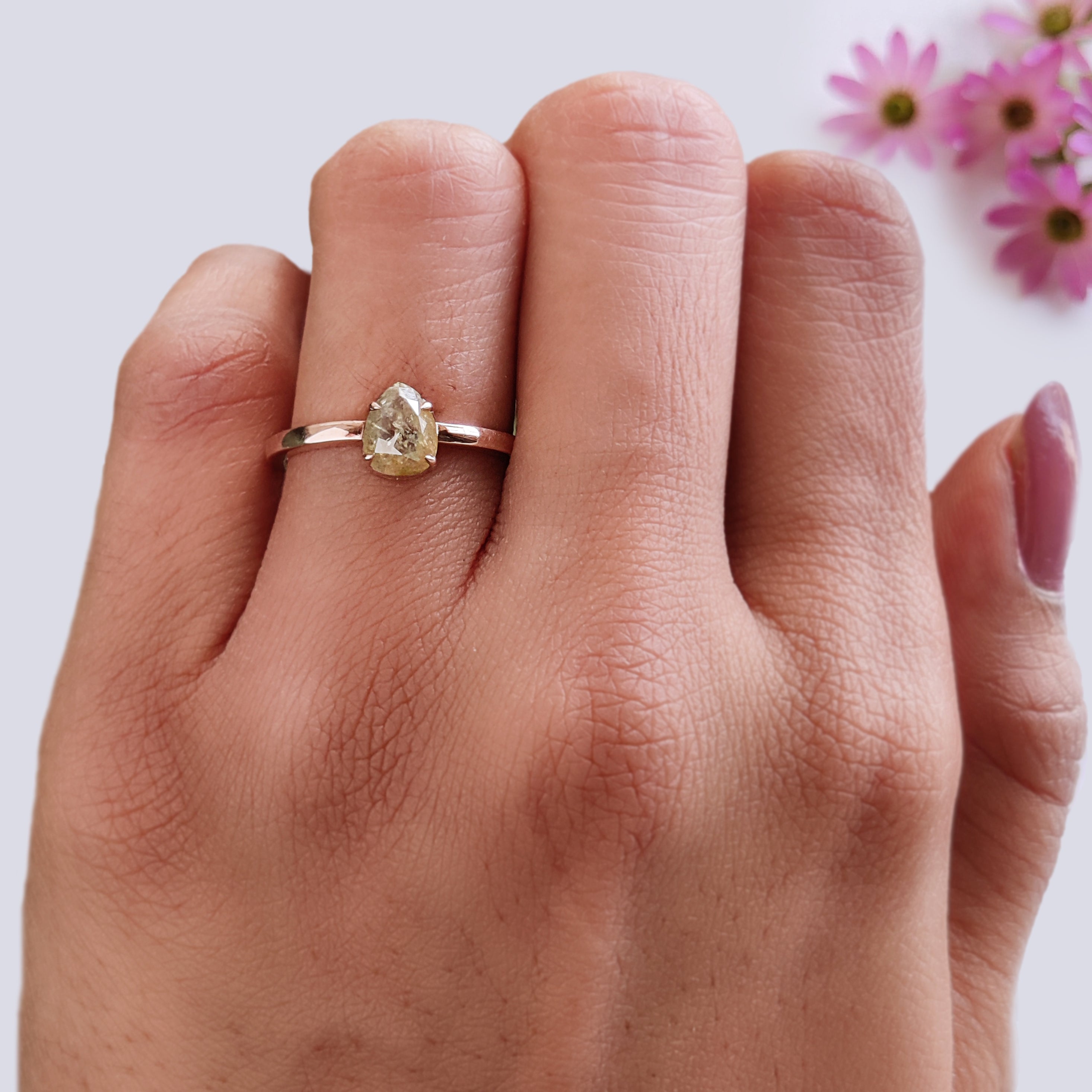 Pear Diamond Ring, Pear Engagement Ring, Yellow Color Pear Diamond Ring, Pear Shape Diamond Ring, Pear Cut Ring, Solitaire Ring, KD1126