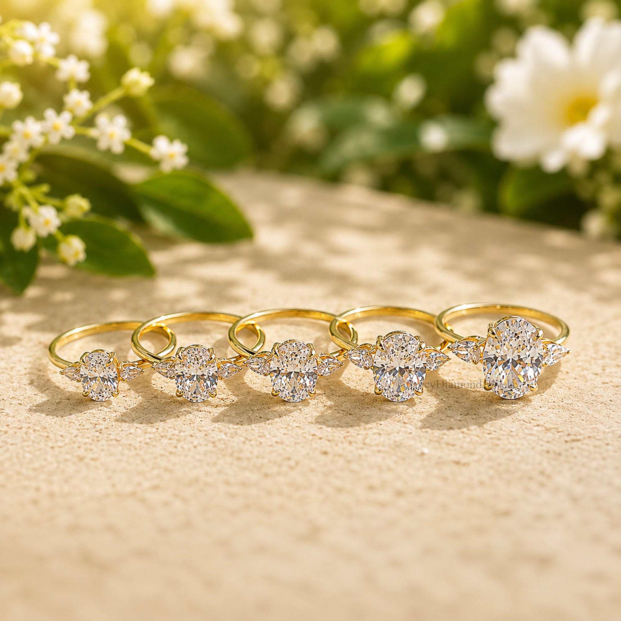 Oval Cut Engagement Ring With Pear Side Stone, Three Stone CZ Wedding Ring, Travel Ring, Classic Promise Ring, Dainty Anniversary Gift FD575