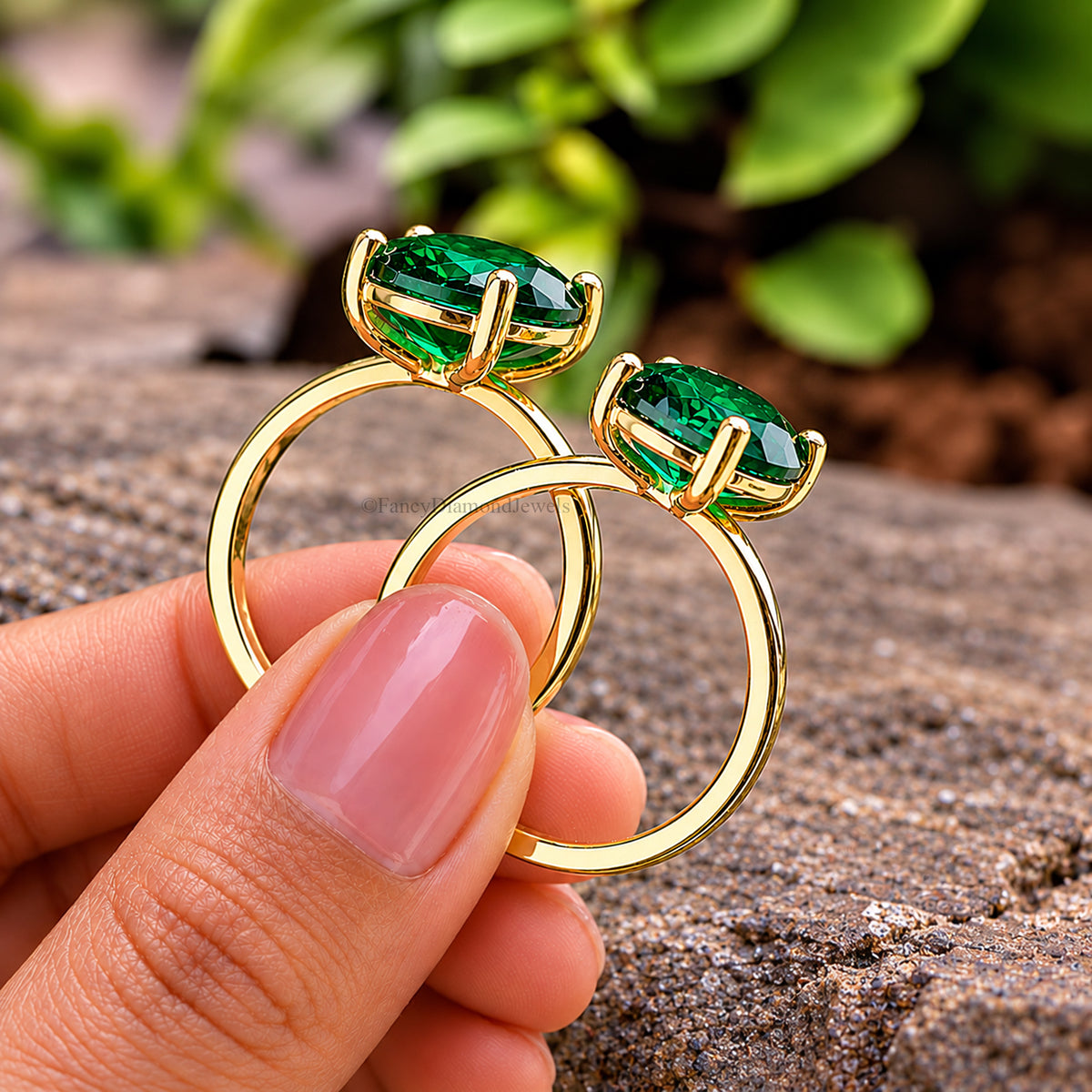 Oval Green Emerald stone engagement ring 12mm 10mm 9mm 8mm 7mm  ring silver simulant Ring Solitaire ring Diamond ring Gift for her FD342