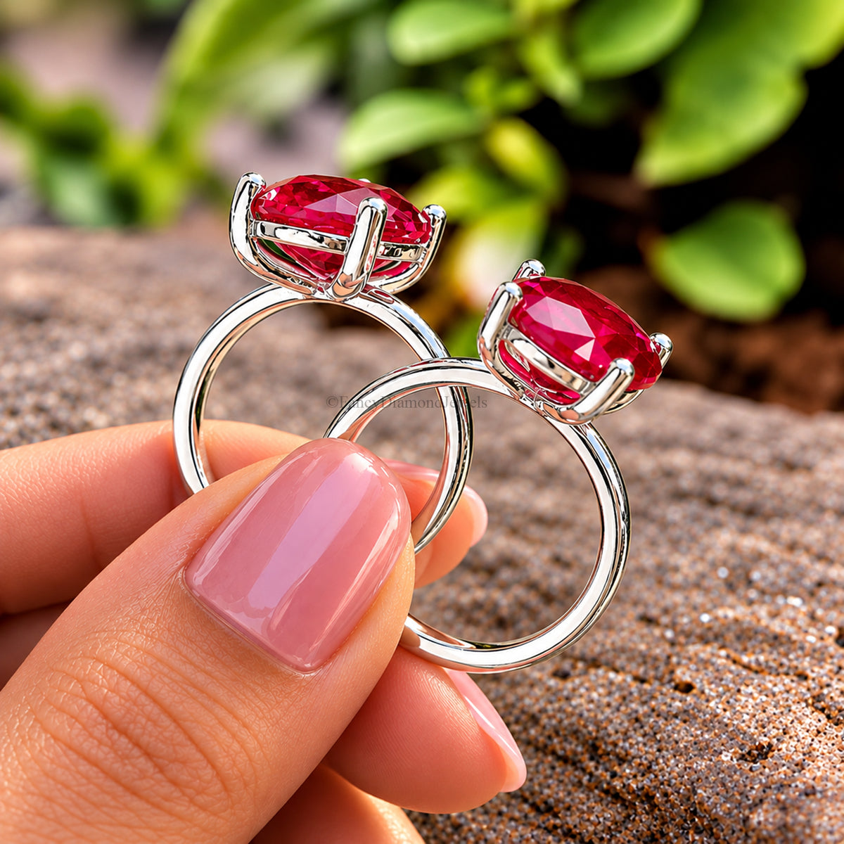 Oval Red Ruby engagement ring 12mm 10mm 9mm 8mm 7mm stone ring Simulant Solitaire ring Oval Red Diamond ring Silver ring Gift for her FD331