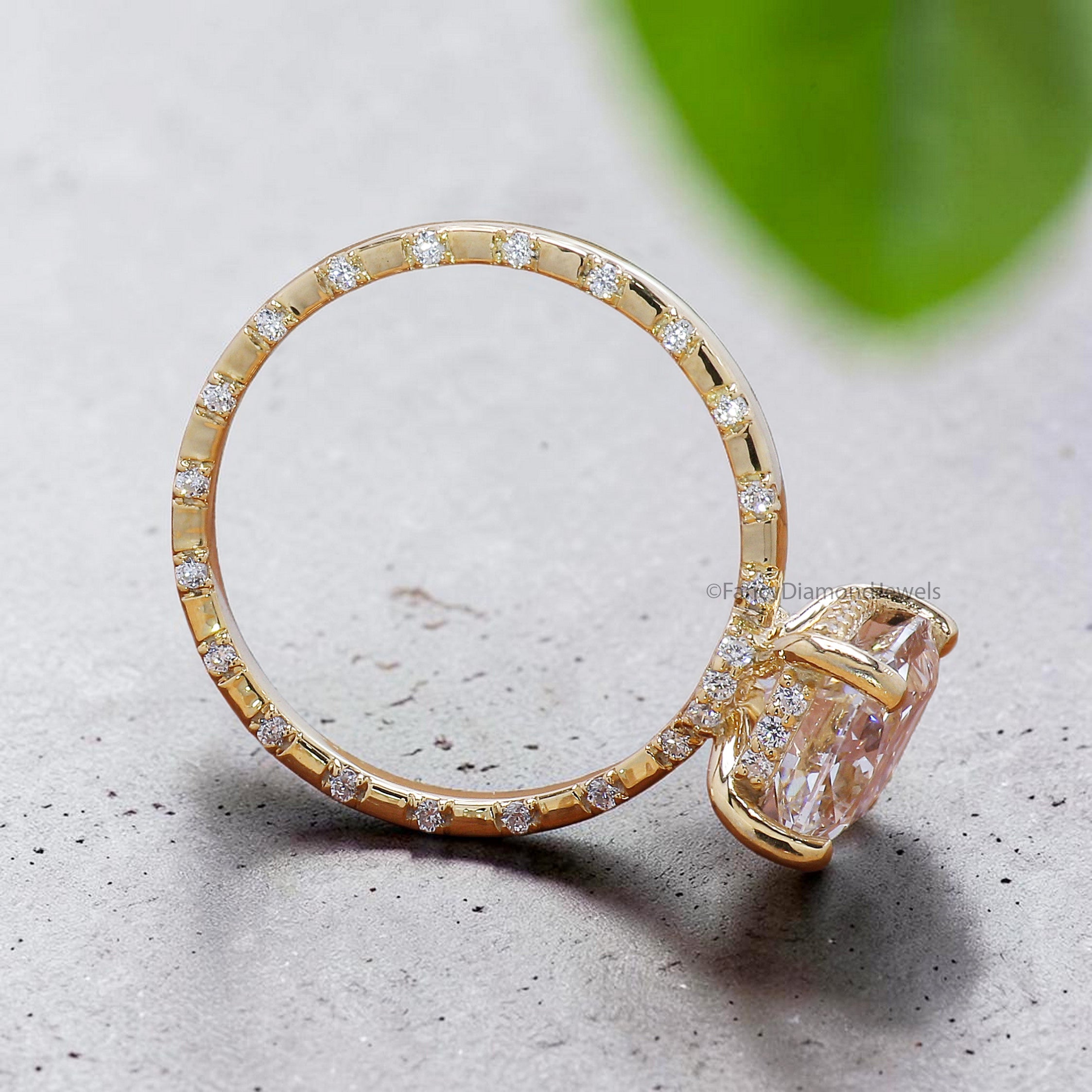 Elongated Cushion Old Mine Cut Lab Grown Diamond Ring, Vintage Style Hidden Halo Engagement Ring, Wedding & Anniversary Gift For Her FD555
