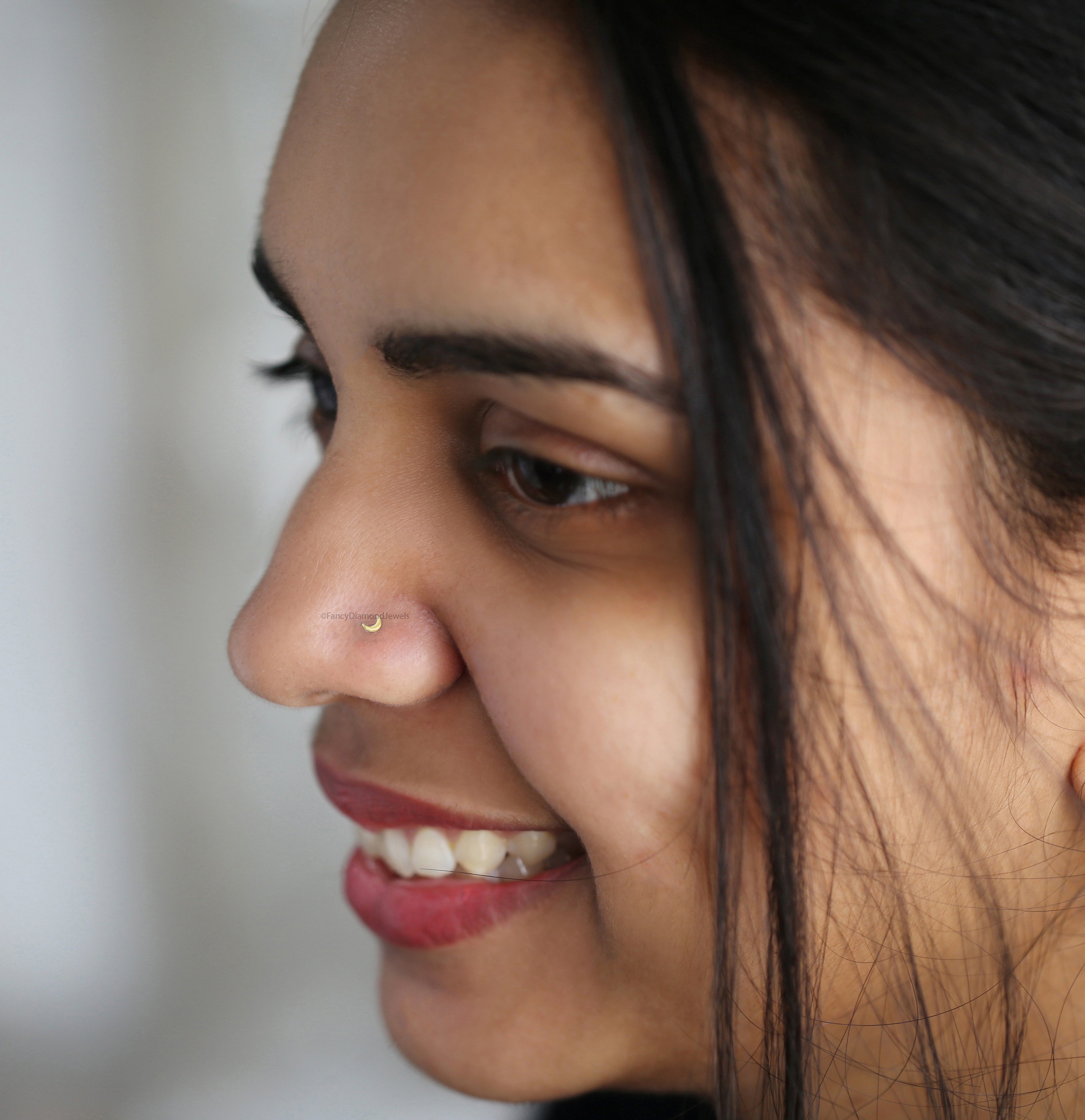 Goddess Moon Nose Stud Simply Sweet Crescent Moon Nose Ring Rose Gold Sterling Silver Nose Stud Small Tiny Nose Ring FD487