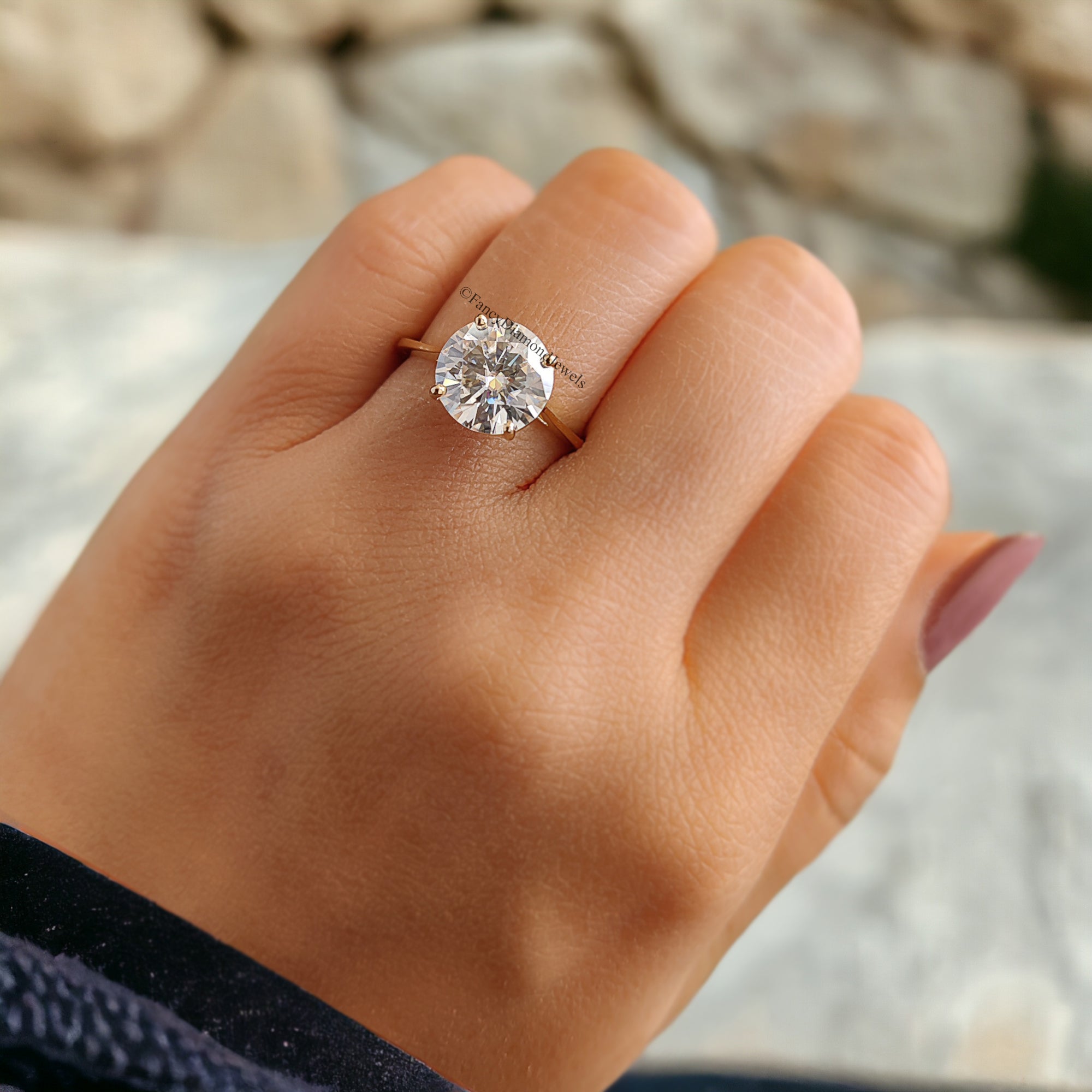 Round Moissanite Ring 925 Sterling Silver Moissanite Ring Wedding Engagement Ring Solitaire Moissanite Ring Moissanite Solid Gold Ring FD76