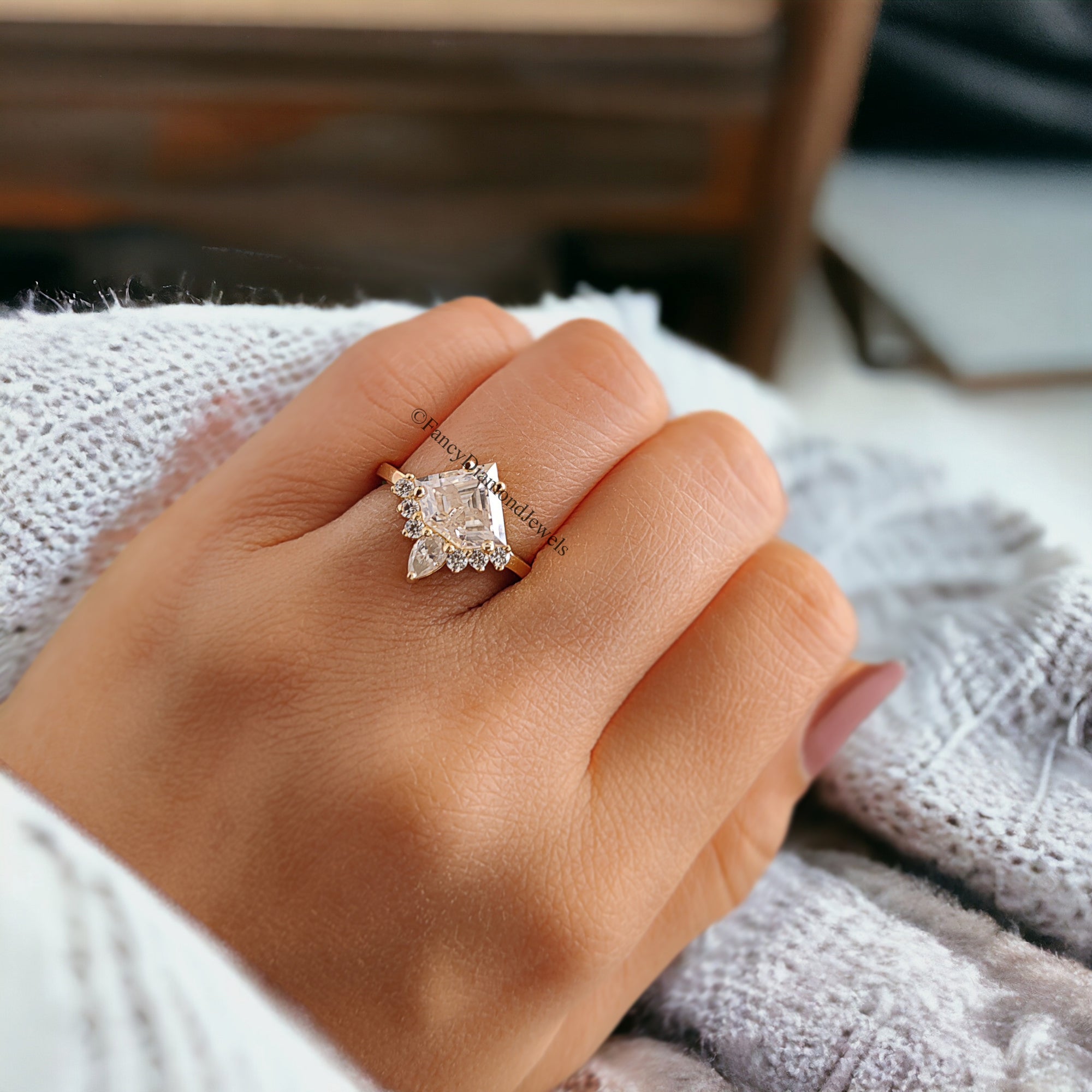 2.20 CT Shield Shape Moissanite Engagement Ring Colorless Moissanite Ring Prong Set Wedding Ring Unique Moissanite Ring Gift for Her FD78