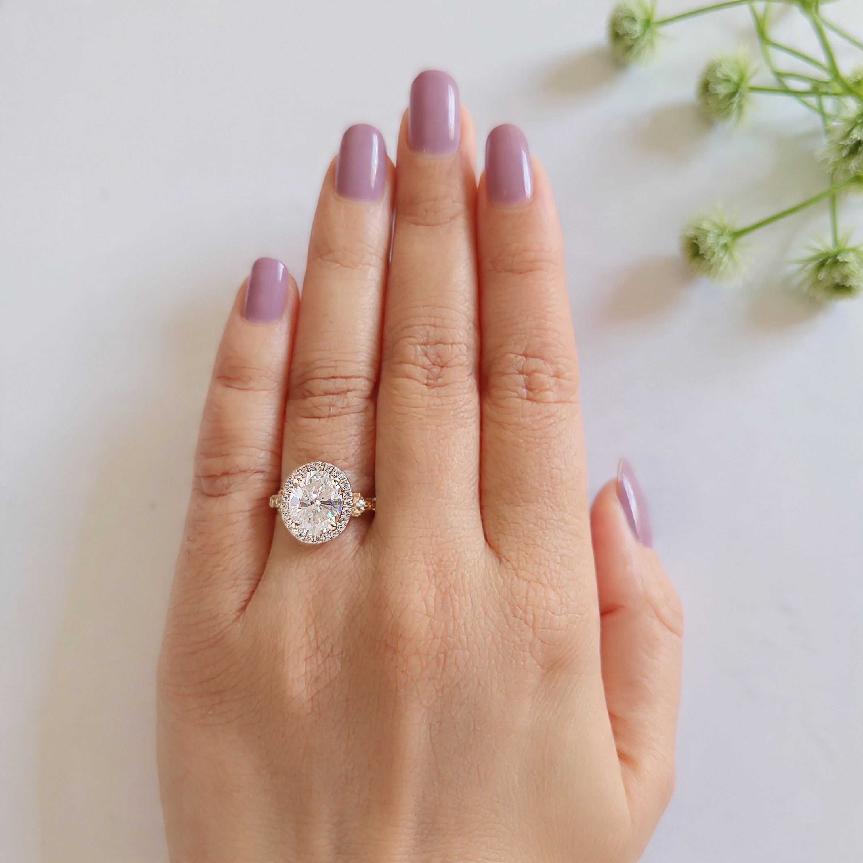 2.40 CT Oval Cut Lab Grown Diamond Engagement Ring Oval With Halo Setting Ring Colorless Oval Wedding Ring Gift for Her Promise Ring FD466