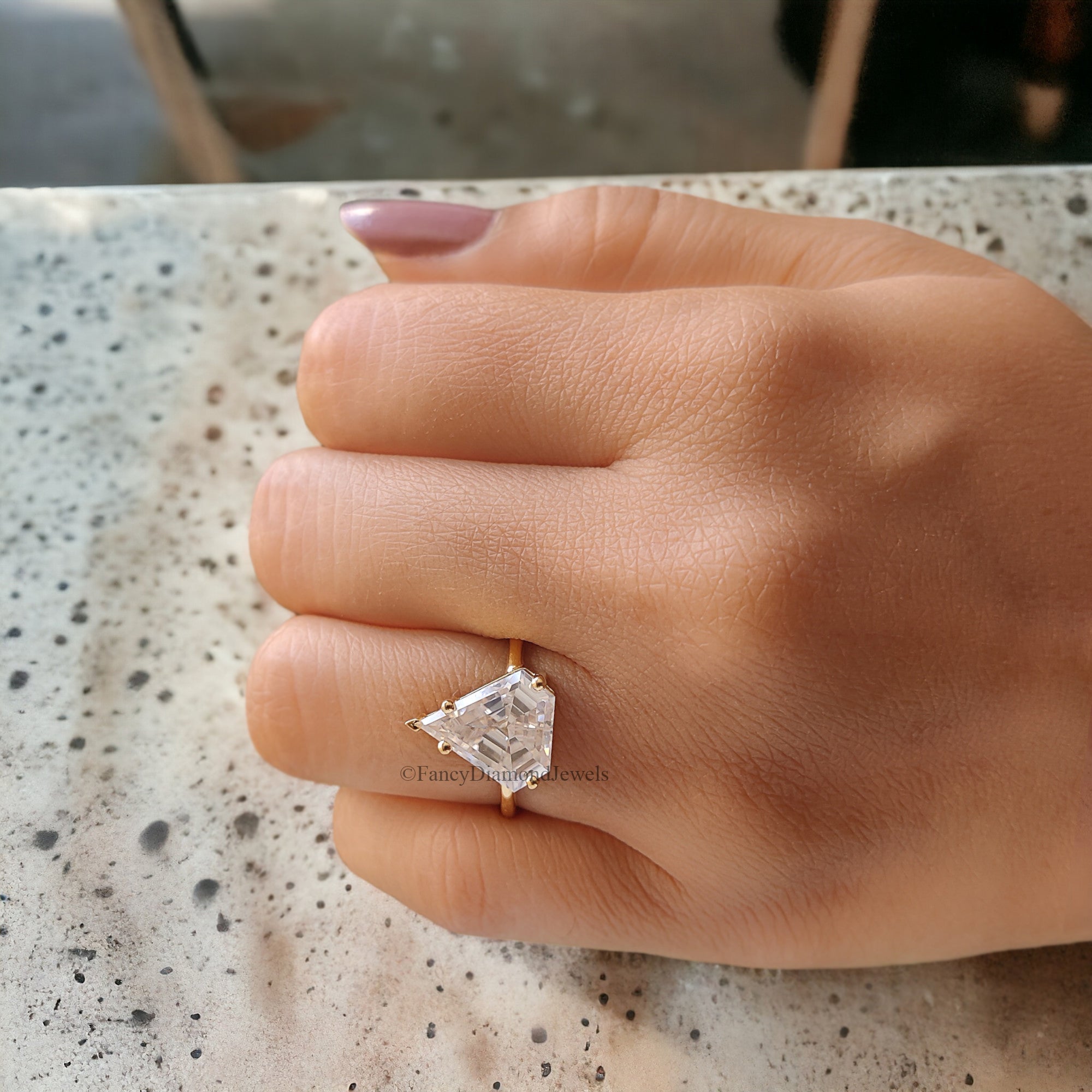 3.00 CT Shield Shape Moissanite Engagement Ring Colorless Moissanite Ring Prong Set Wedding Ring Unique Moissanite Ring Gift for Her FD92