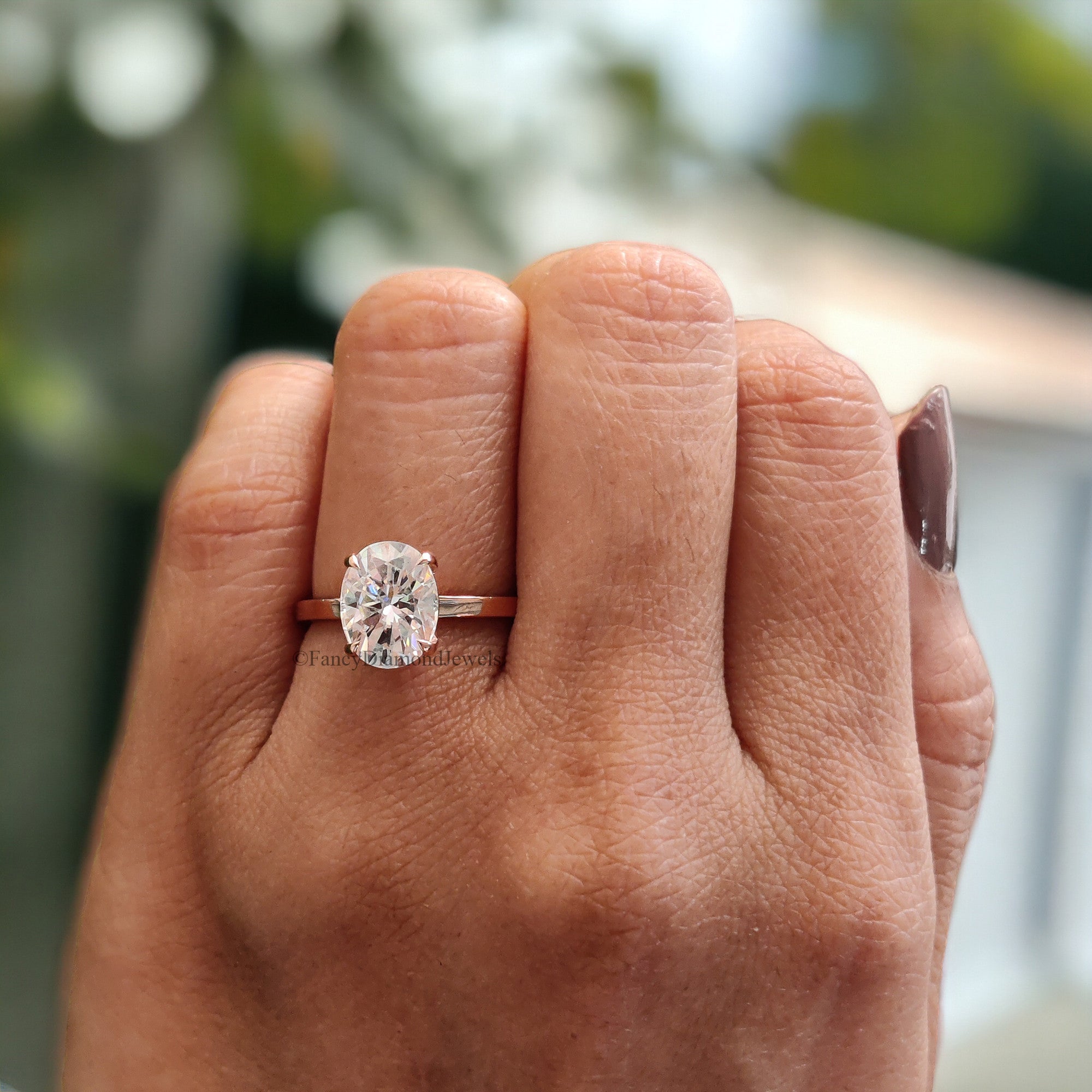 Beautiful Oval Shape Moissanite Ring Rose Gold 10k/14k/18k 2.00 CT Oval Cut Ring Oval Wedding Engagement Ring Oval Colorless Ring FD16