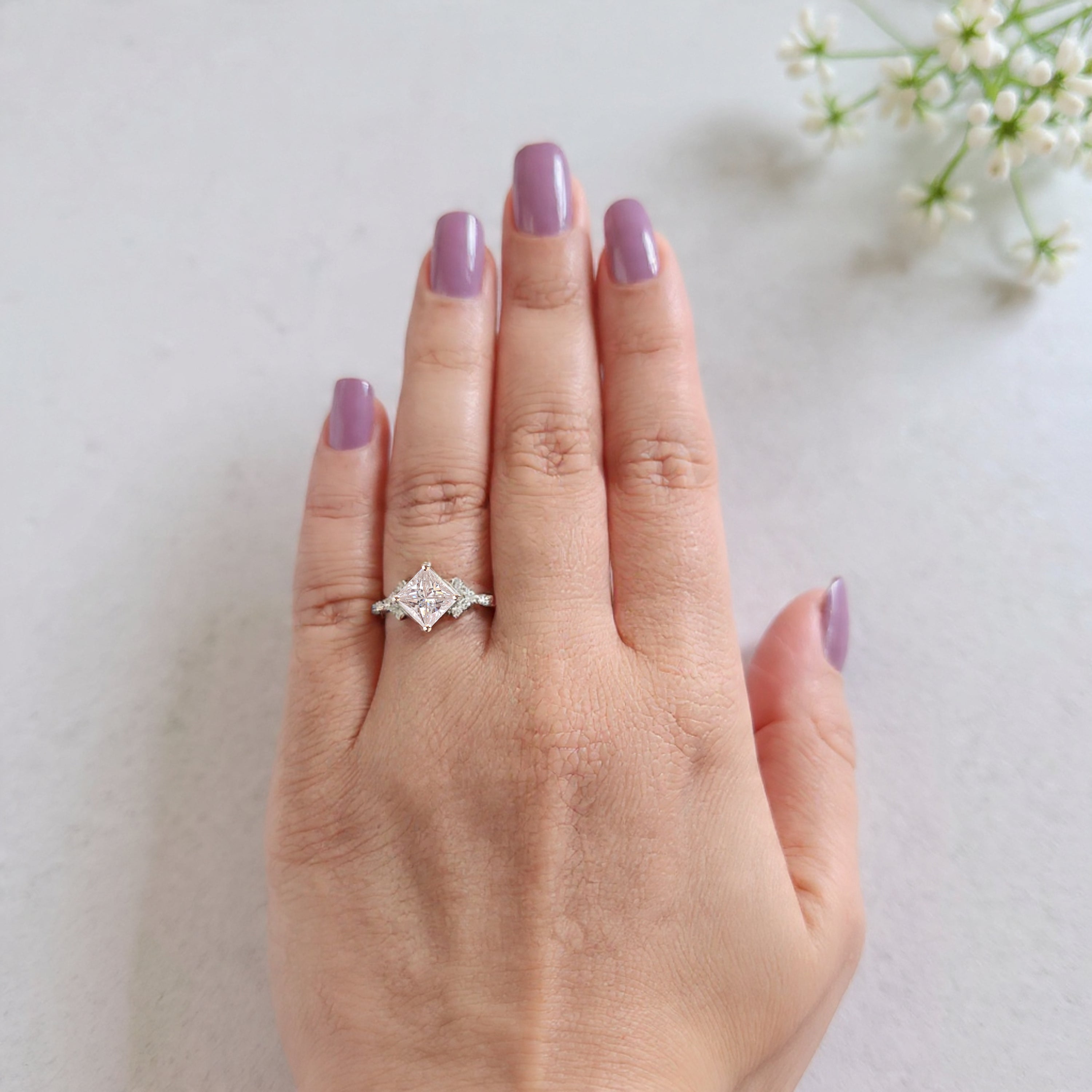 1.70 CT Princess Cut Lab Grown Diamond Engagement Ring Princess Diamond  With Prong Setting Ring Wedding Ring Princess Ring for Her FD468